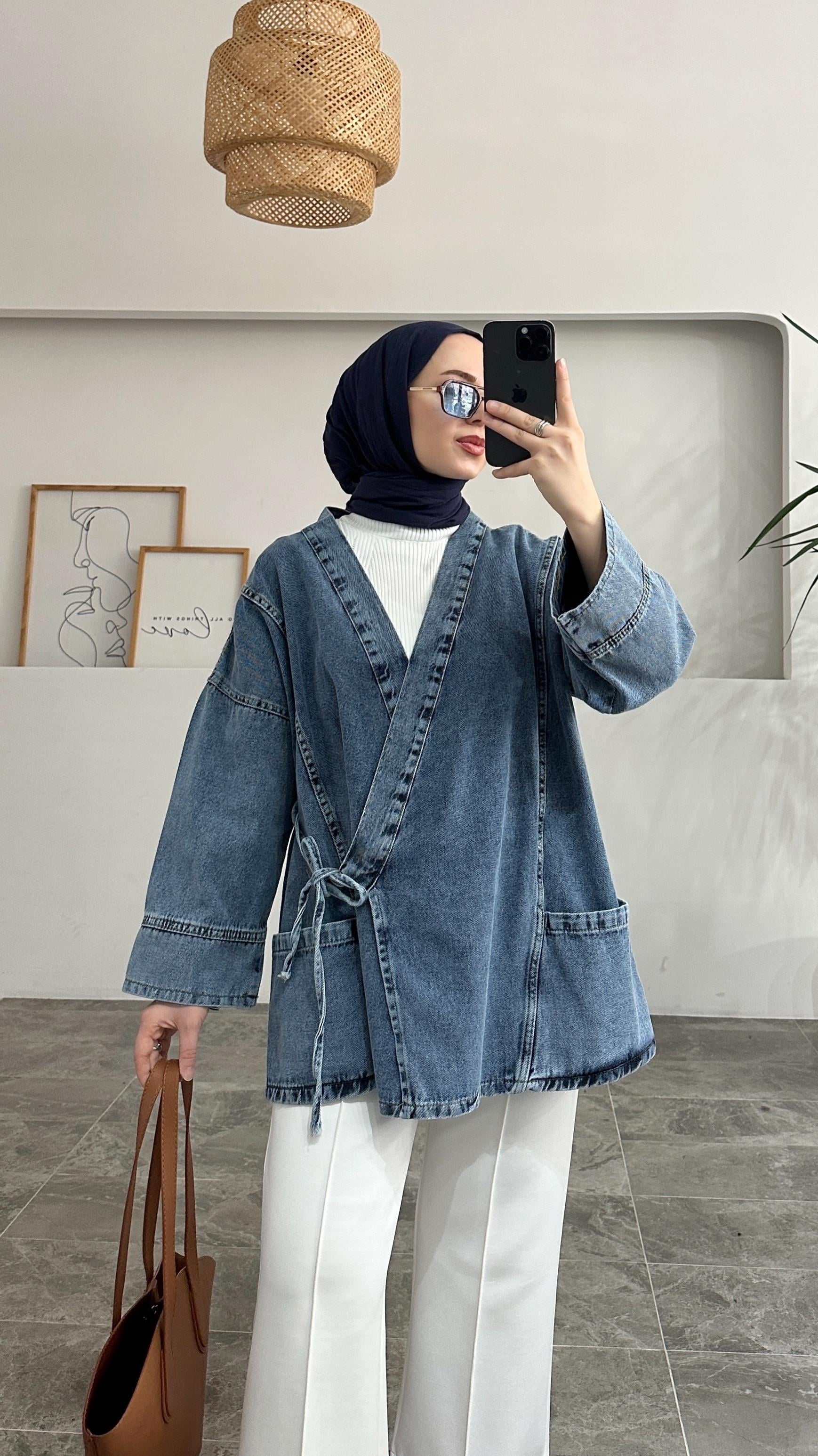 Saller Pinterest Model Açık Mavi Kot Ceket