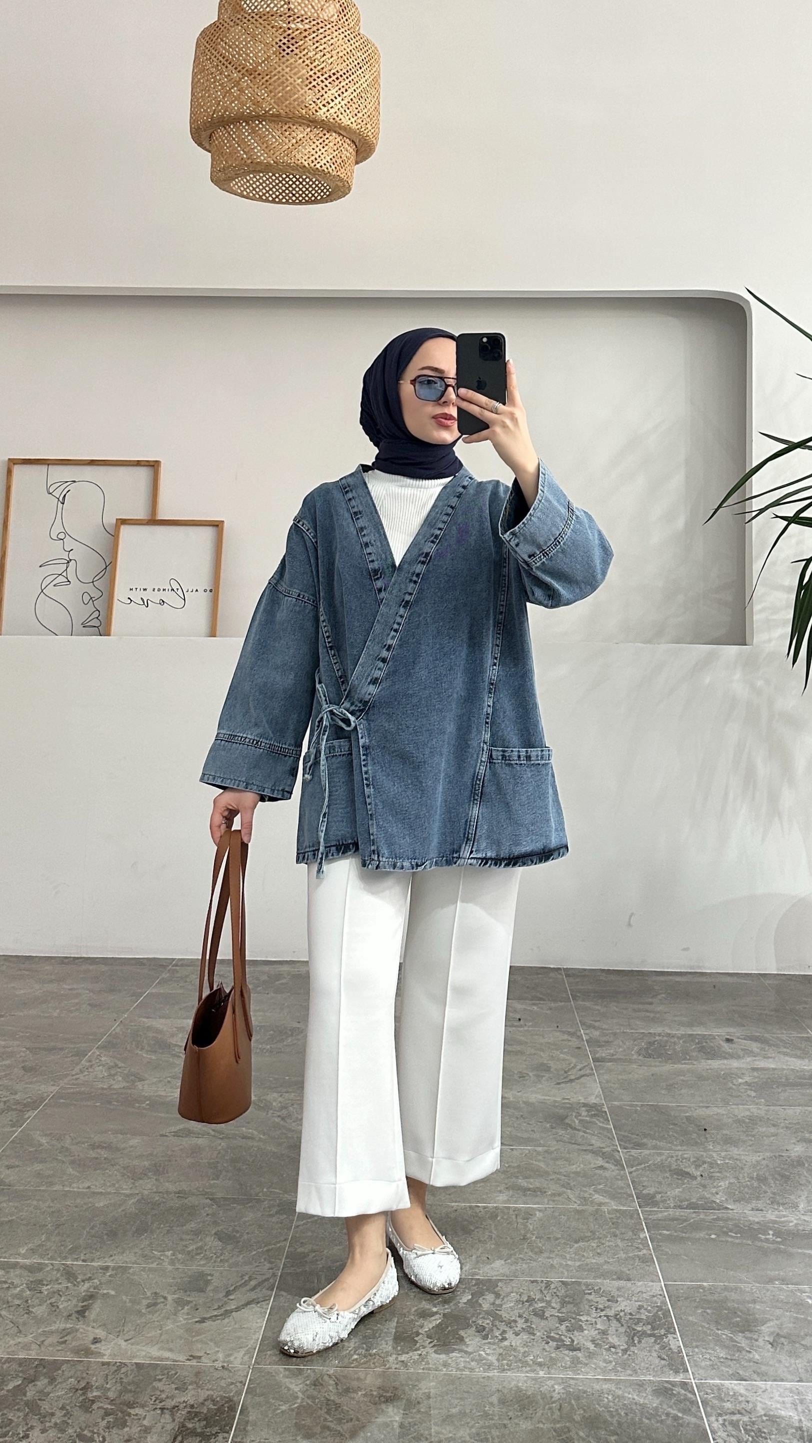 Saller Pinterest Model Açık Mavi Kot Ceket