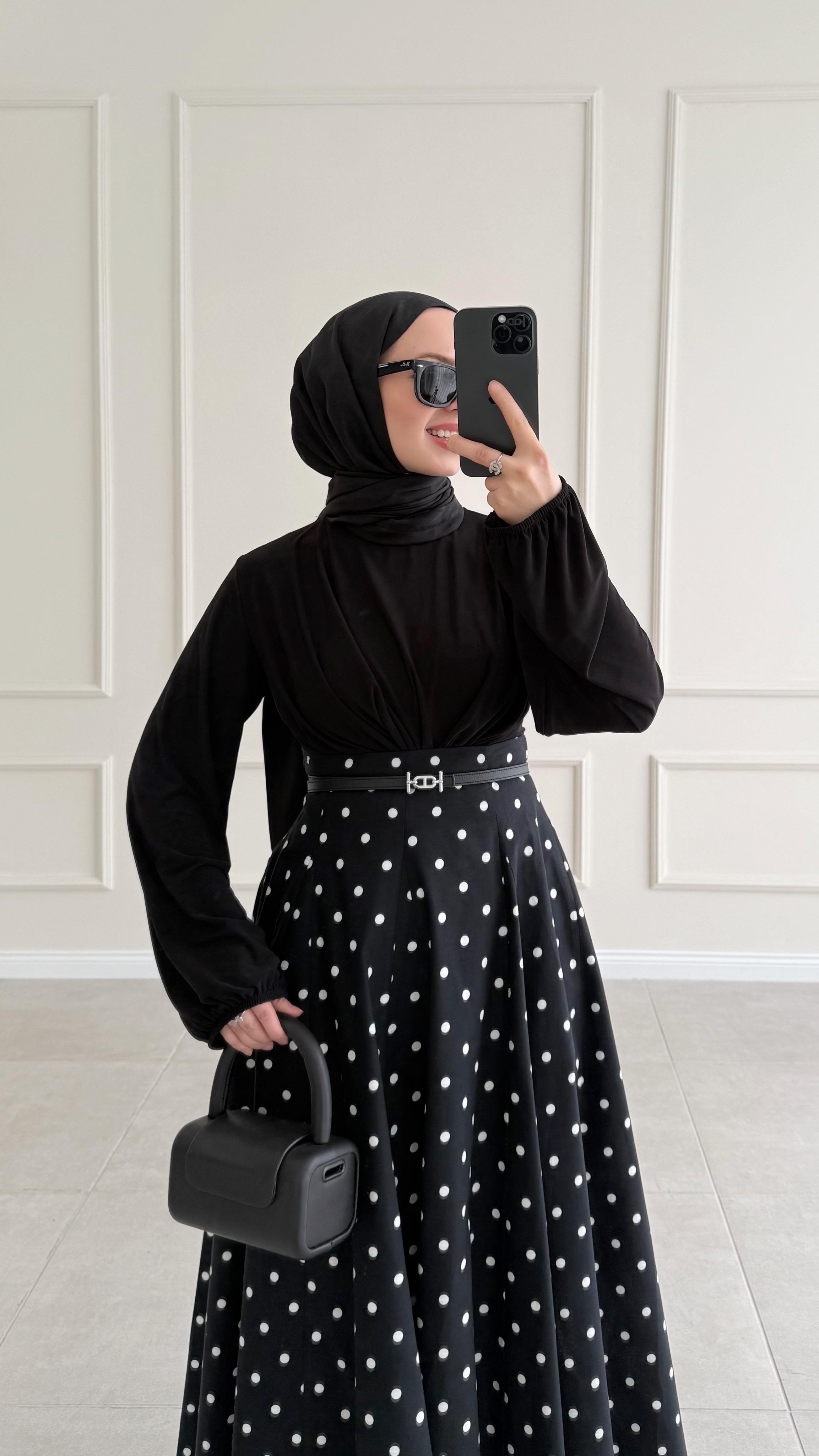 Sandra Çift Drapeli Siyah Bluz