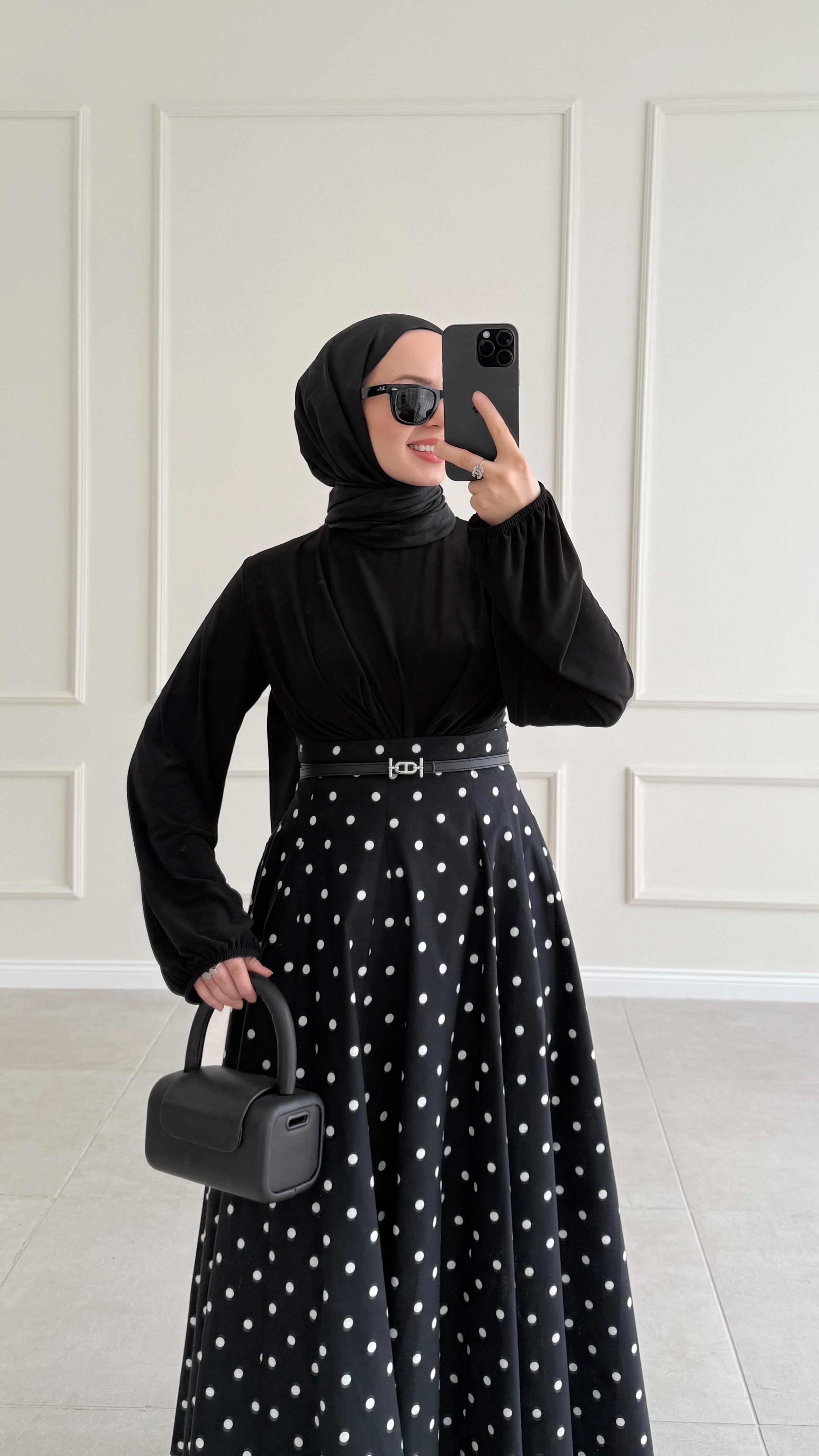 Sandra Çift Drapeli Siyah Bluz