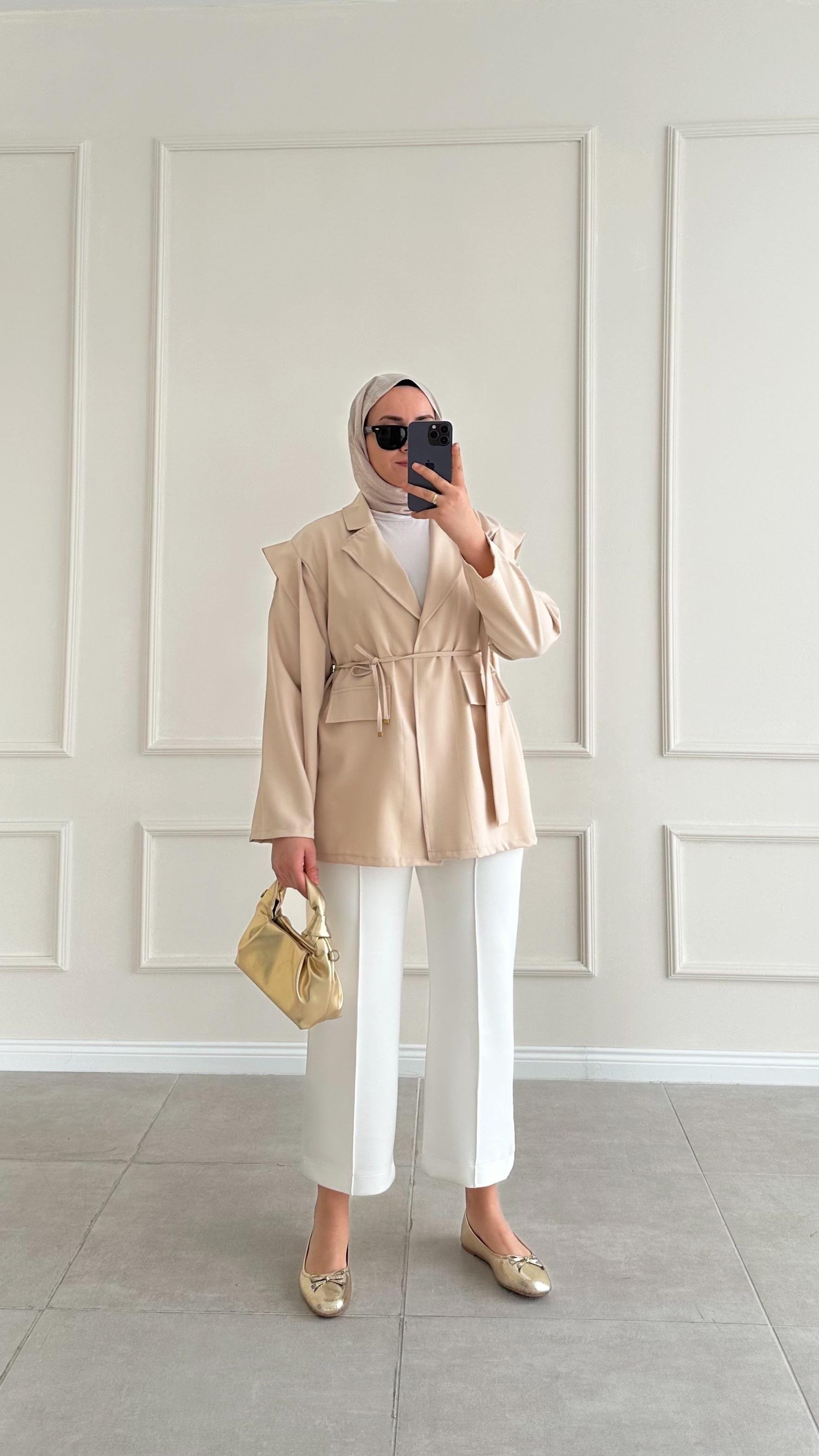 Sanna Tasarım Krem Ceket