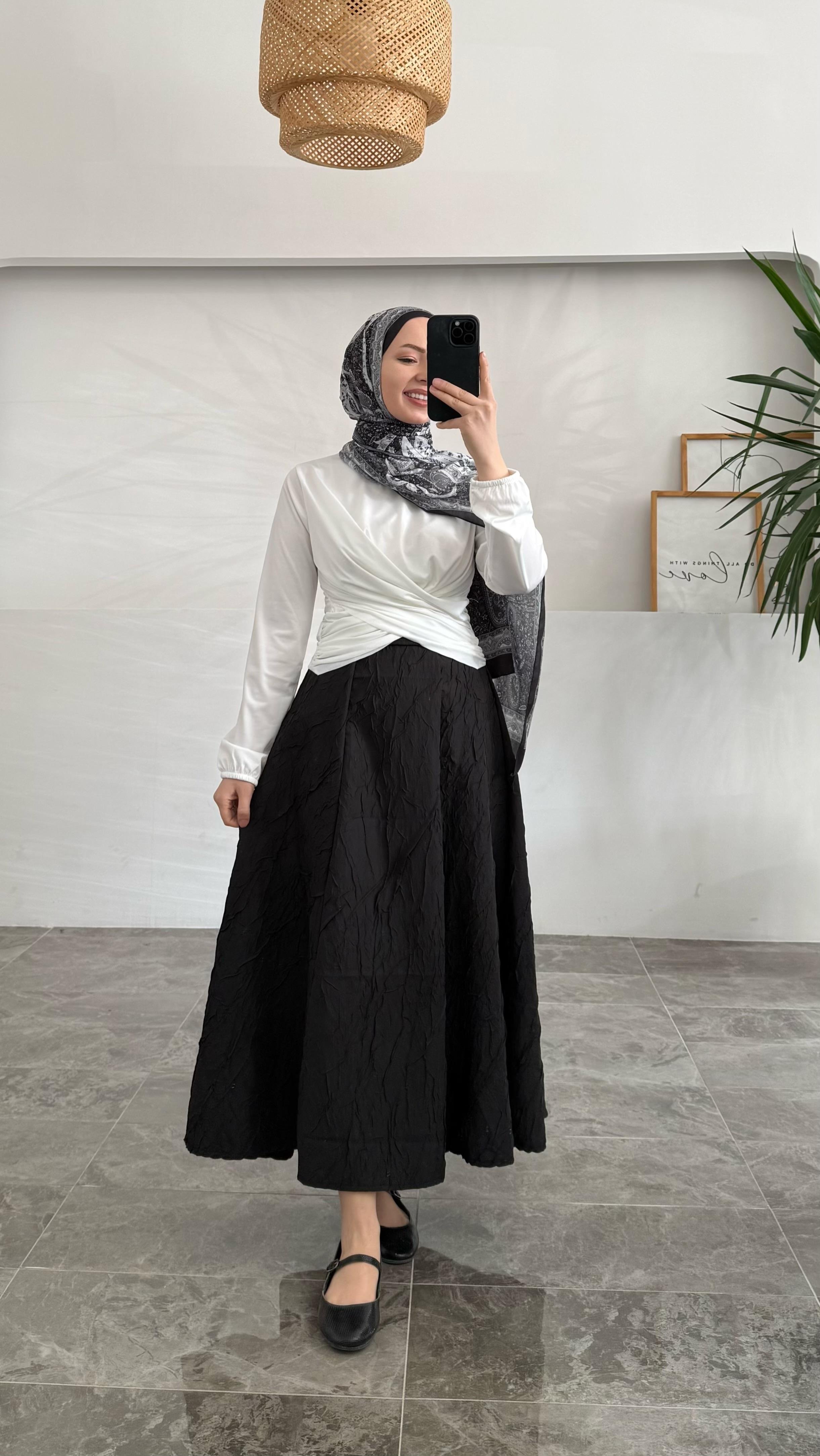 Sannan Çift Drapeli Beyaz Bluz