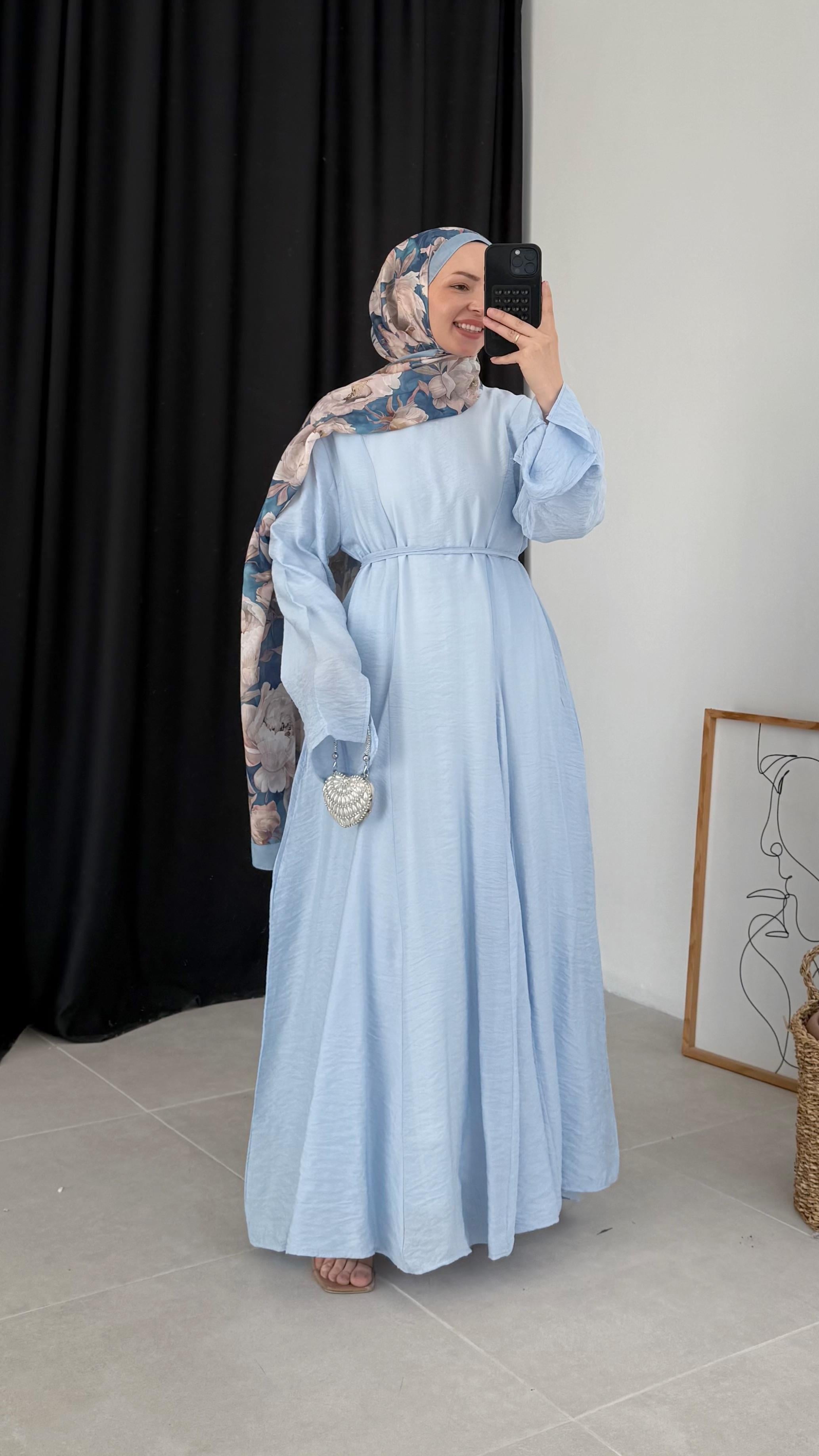 Sefily Parçalı Premıum Mavi Elbise 