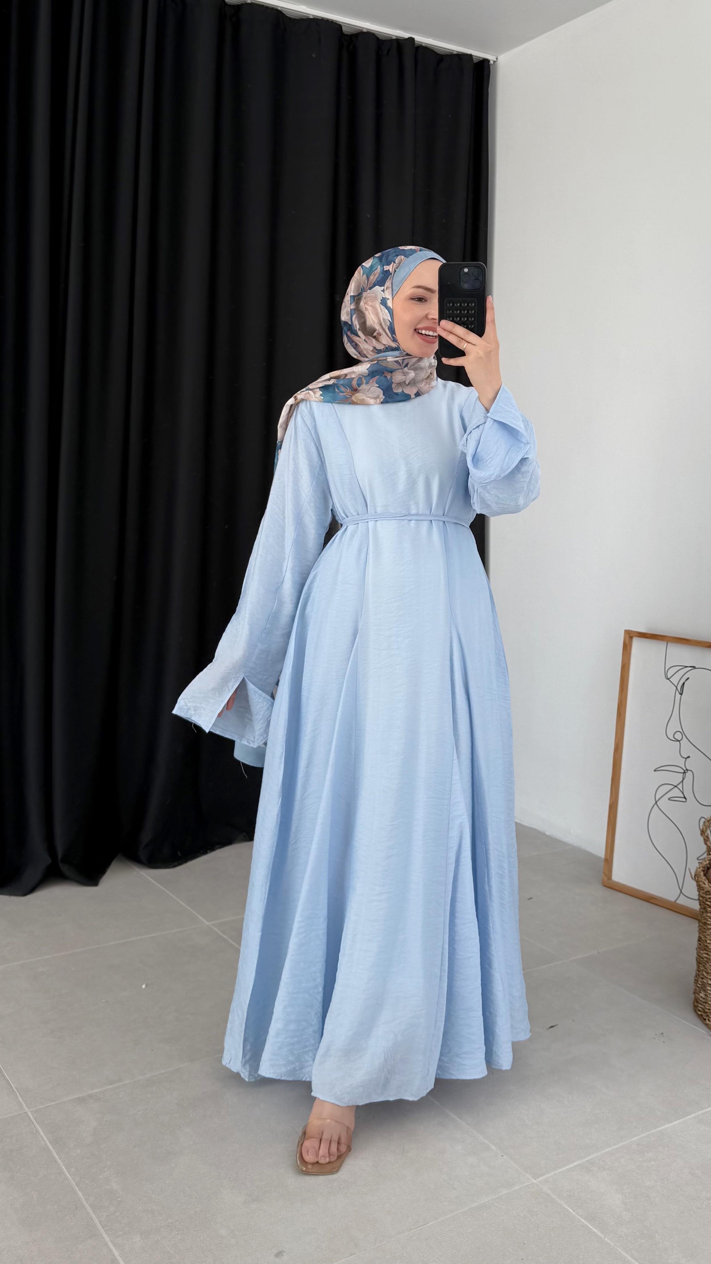 Sefily Parçalı Premıum Mavi Elbise 