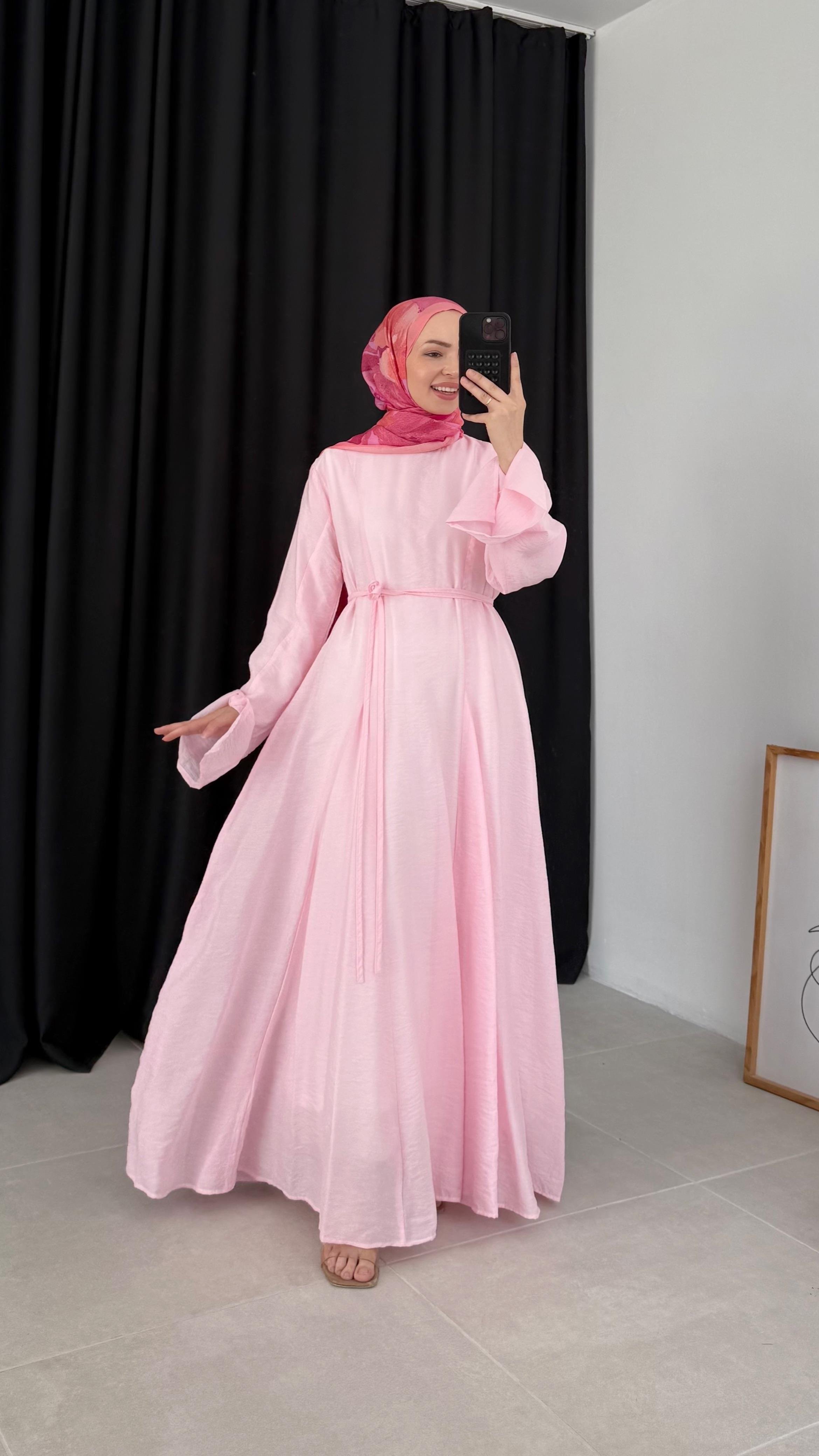 Sefily Parçalı Premıum Pembe Elbise 