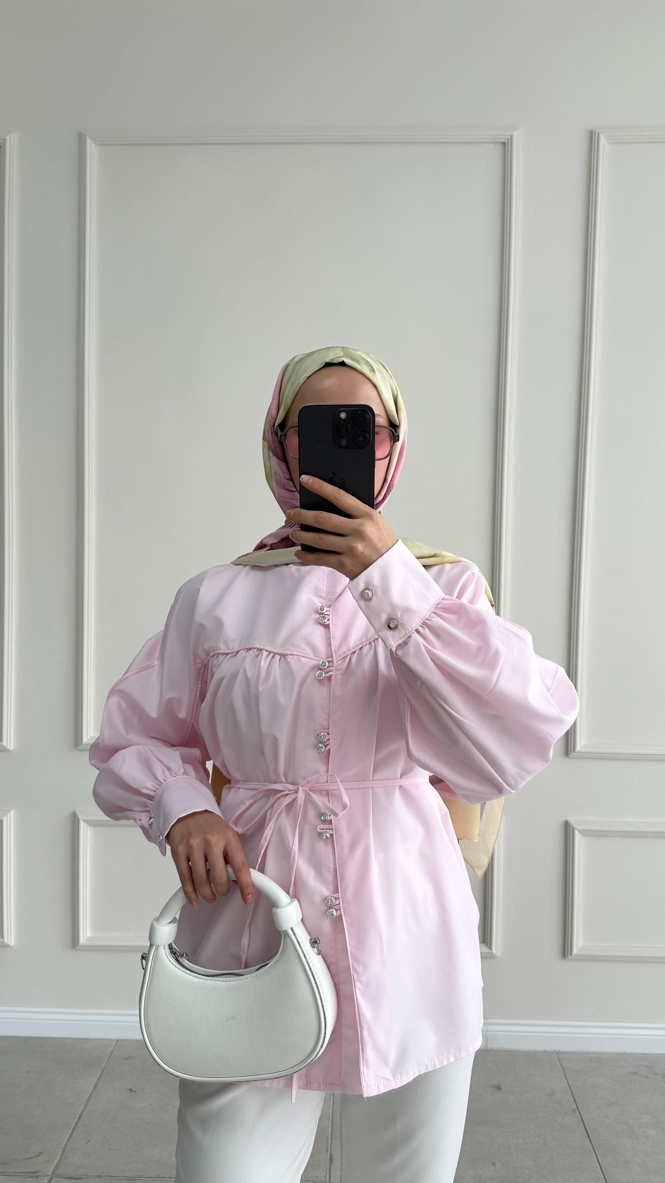 Sierra Biye Detaylı Pembe Gömlek