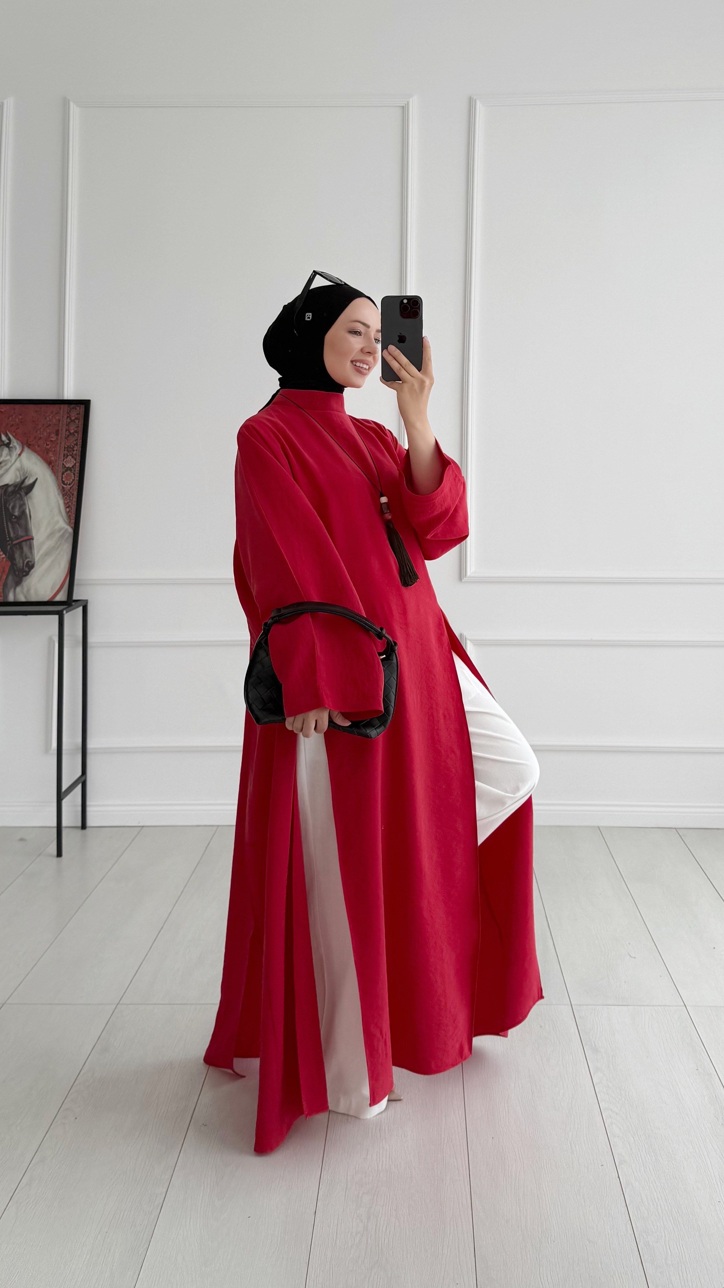 Sopi Oversize Arabic Yırtmaçlı Kırmızı Tunik 