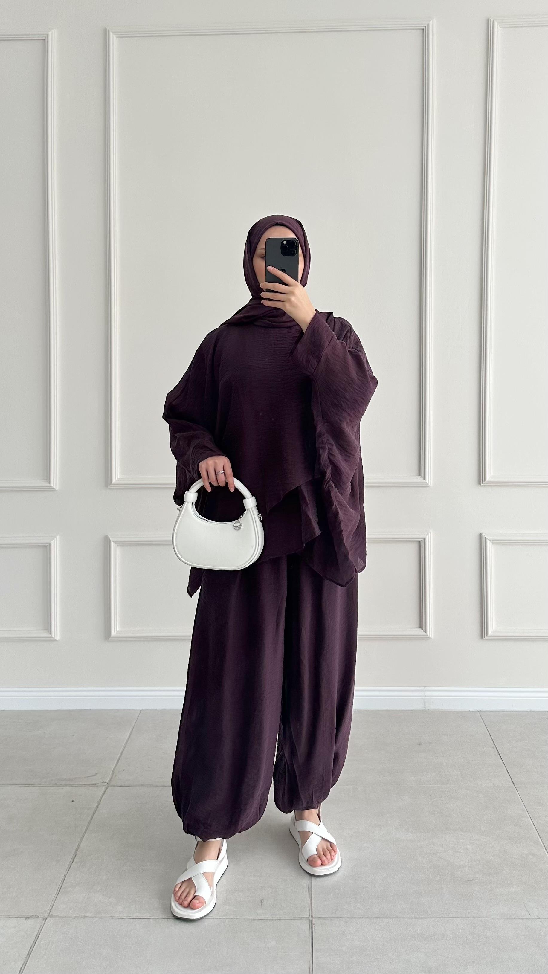 Tarsa Şalvar Pantolon Bordo Takım
