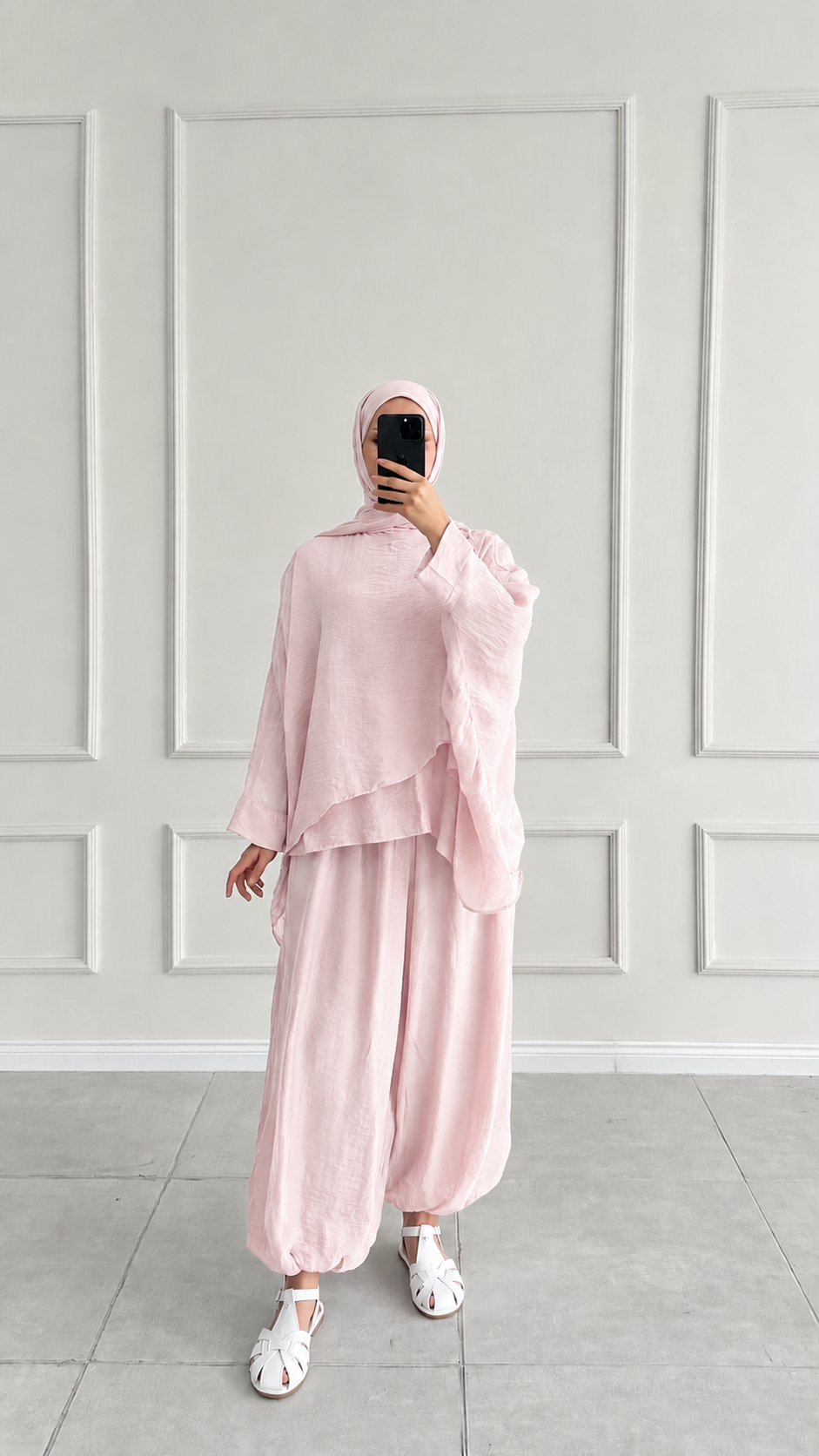 Tarsa Şalvar Pantolon Pembe Takım