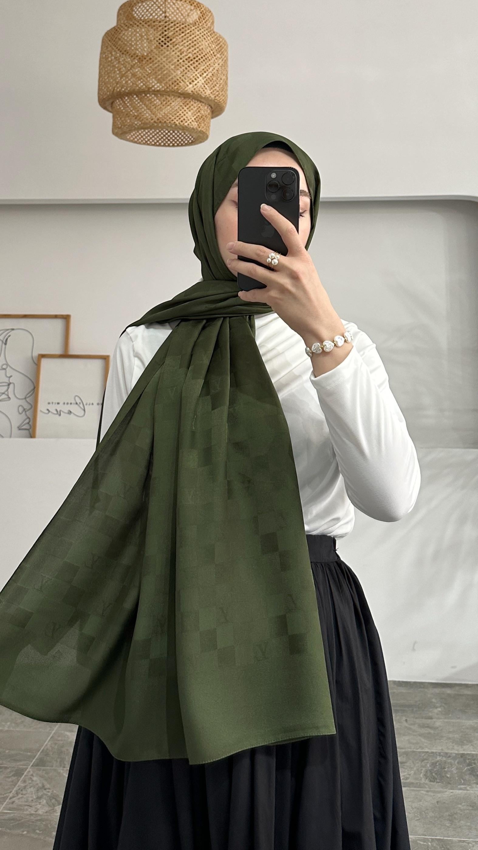 Terra Marka Acı Yeşil Desenli Şal