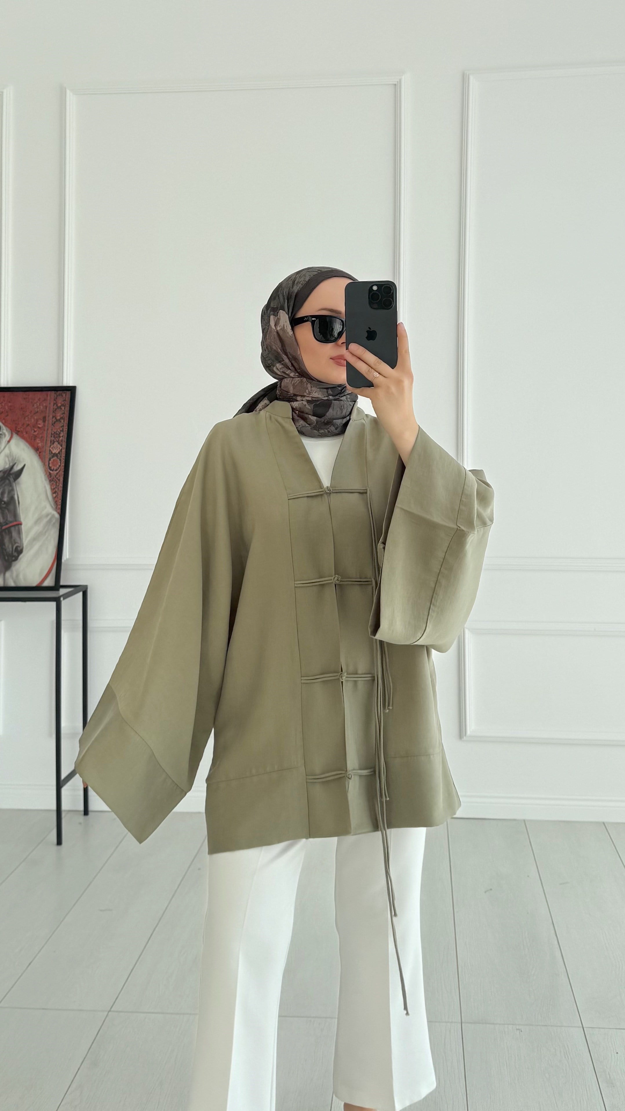 Tesla Premıum Yeşil Kimono