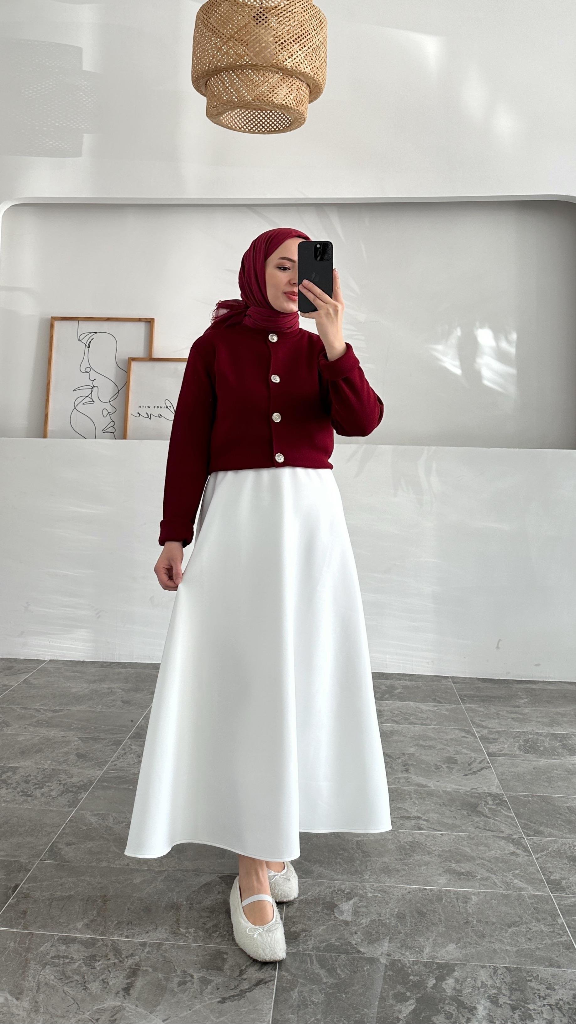 Ursula Zara Model Düz Bordo Kısa Gümüş Düğme Triko Hırka