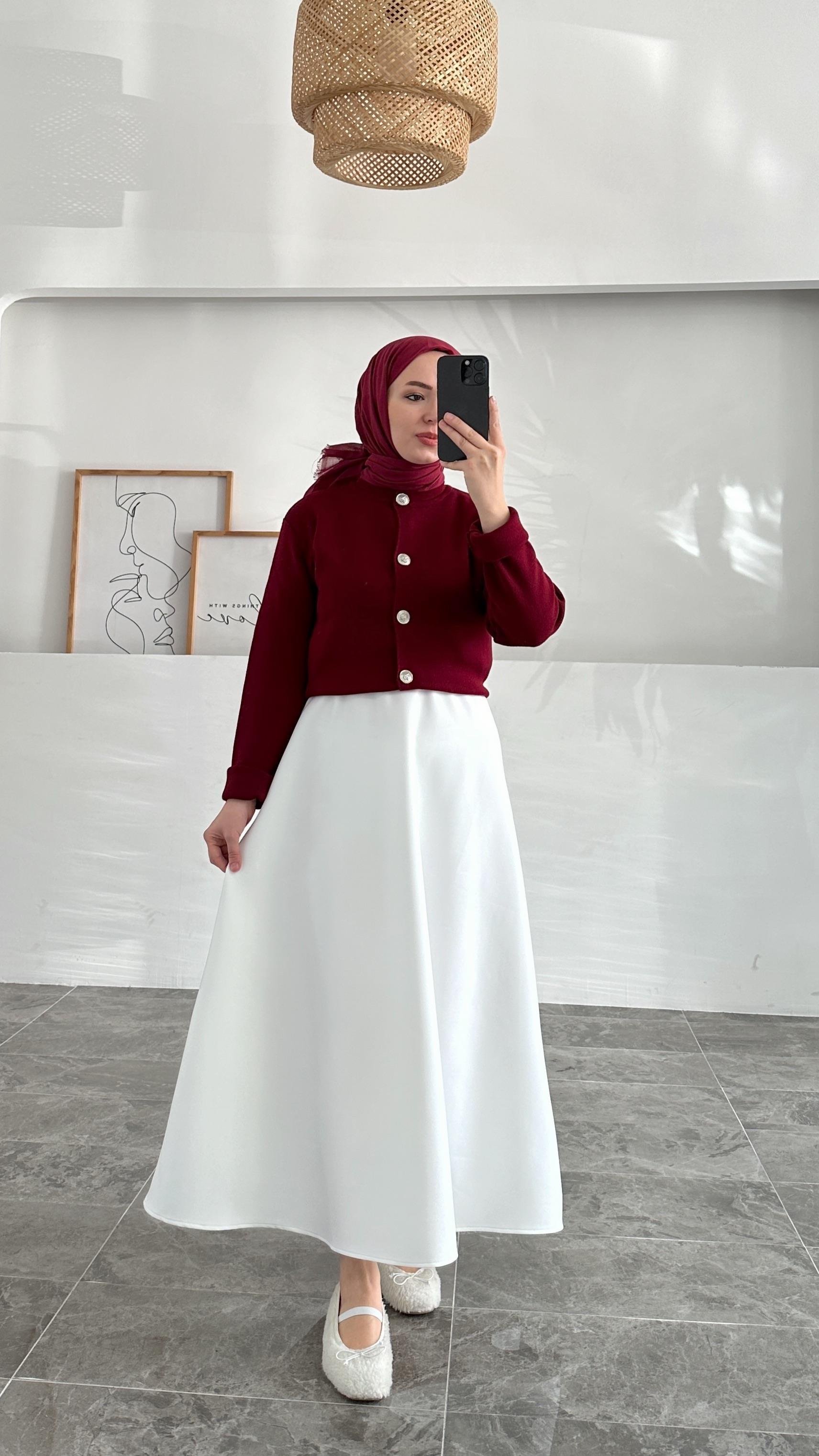 Ursula Zara Model Düz Bordo Kısa Gümüş Düğme Triko Hırka