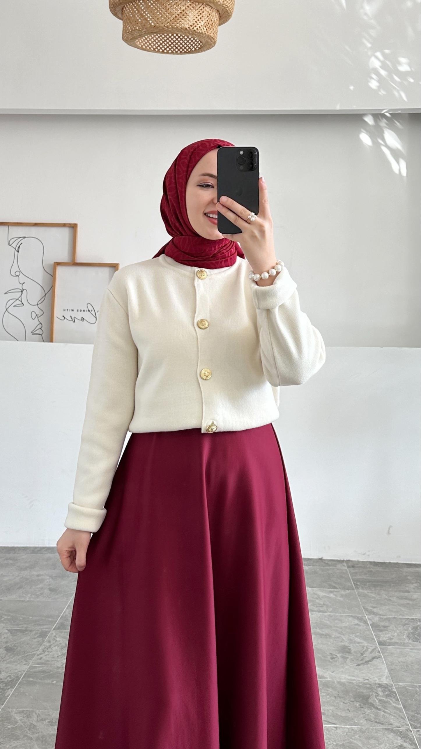 Ursula Zara Model Düz Krem Kısa Triko Hırka