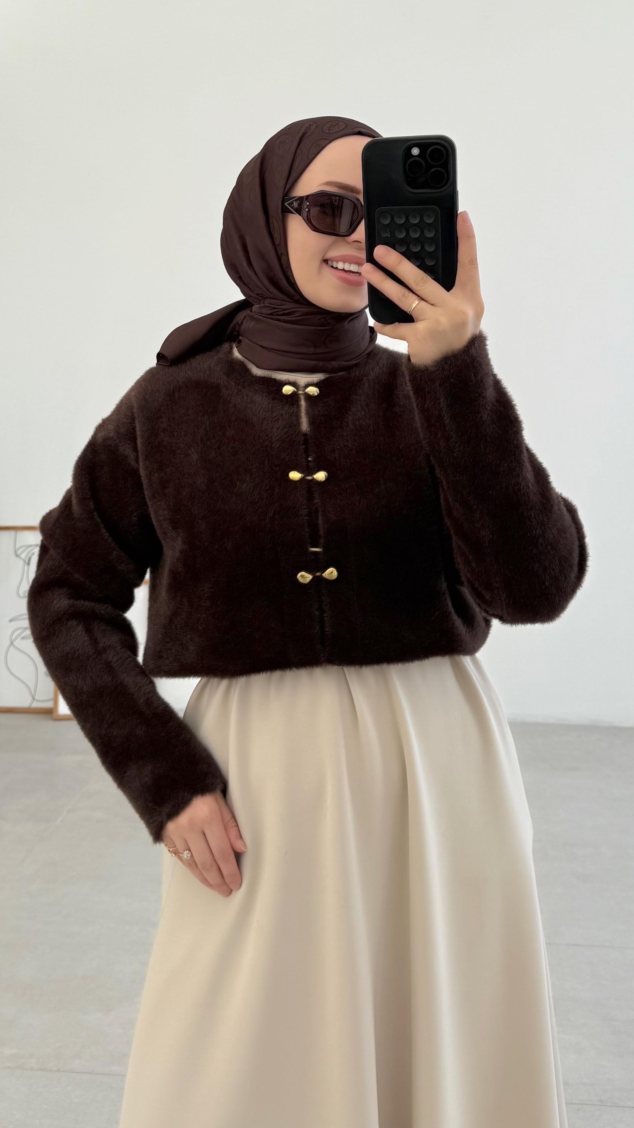 Vanessa Premıum Angora Kahverengi Hırka