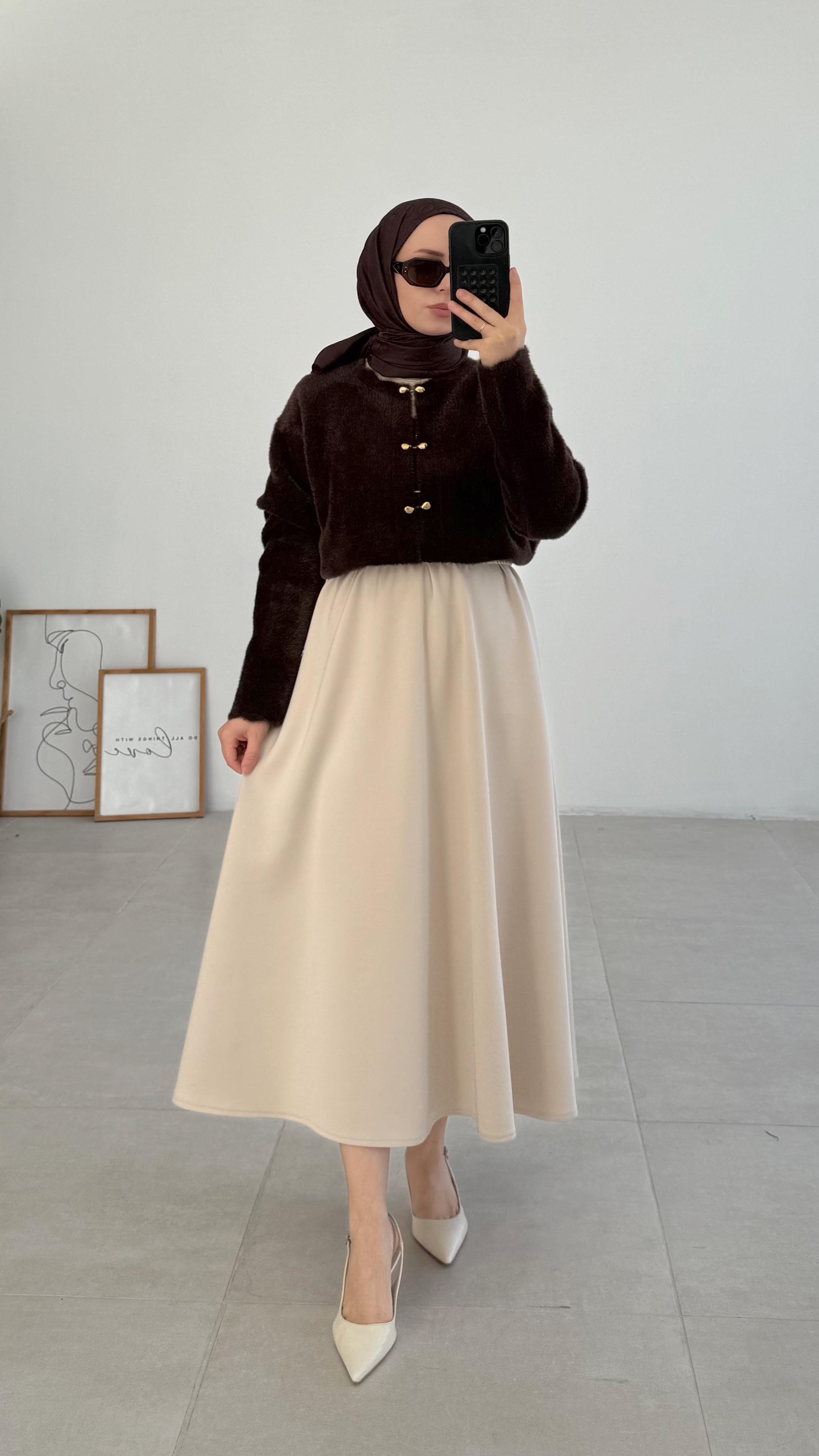 Vanessa Premıum Angora Kahverengi Hırka