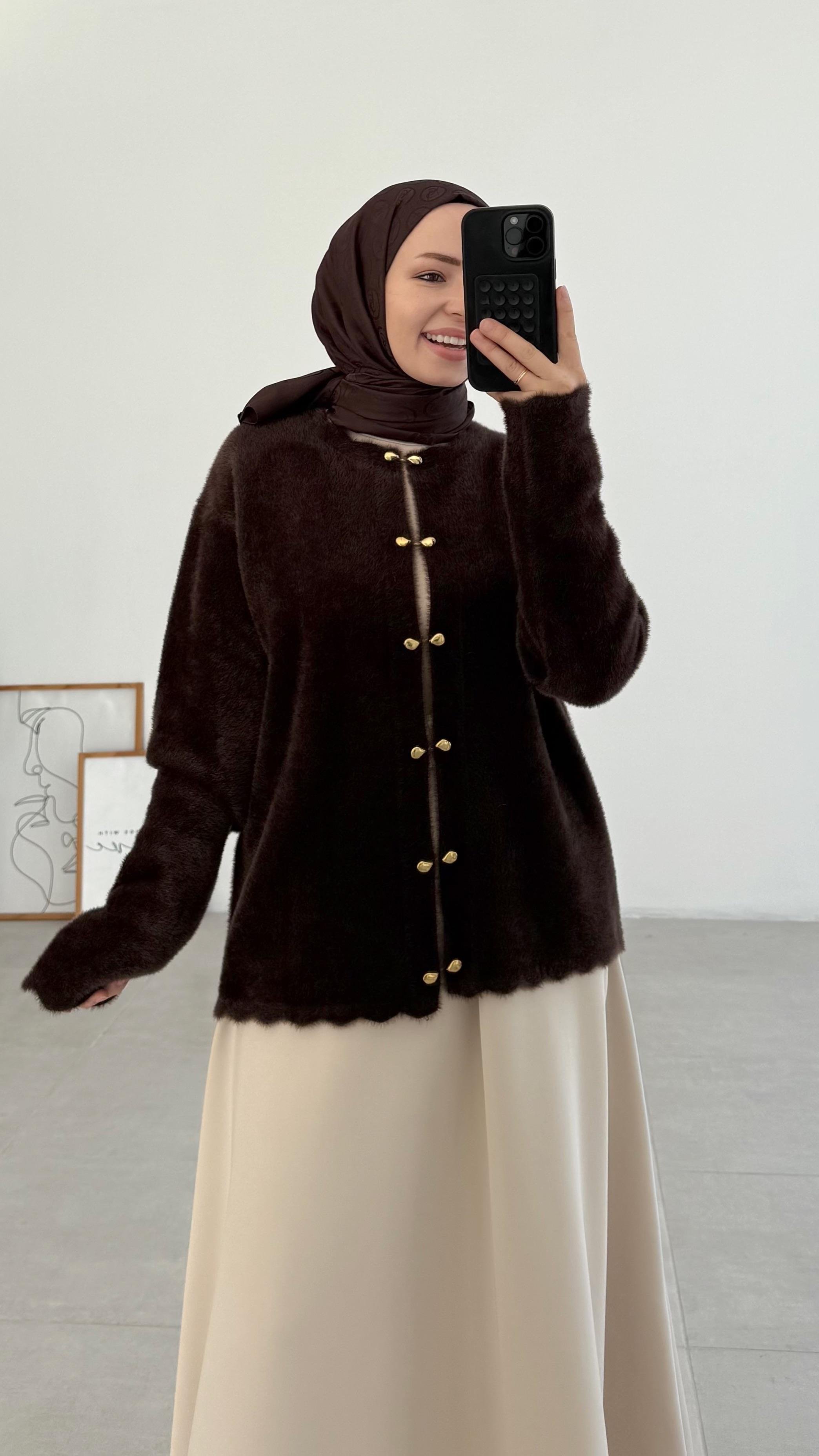 Vanessa Premıum Angora Kahverengi Hırka