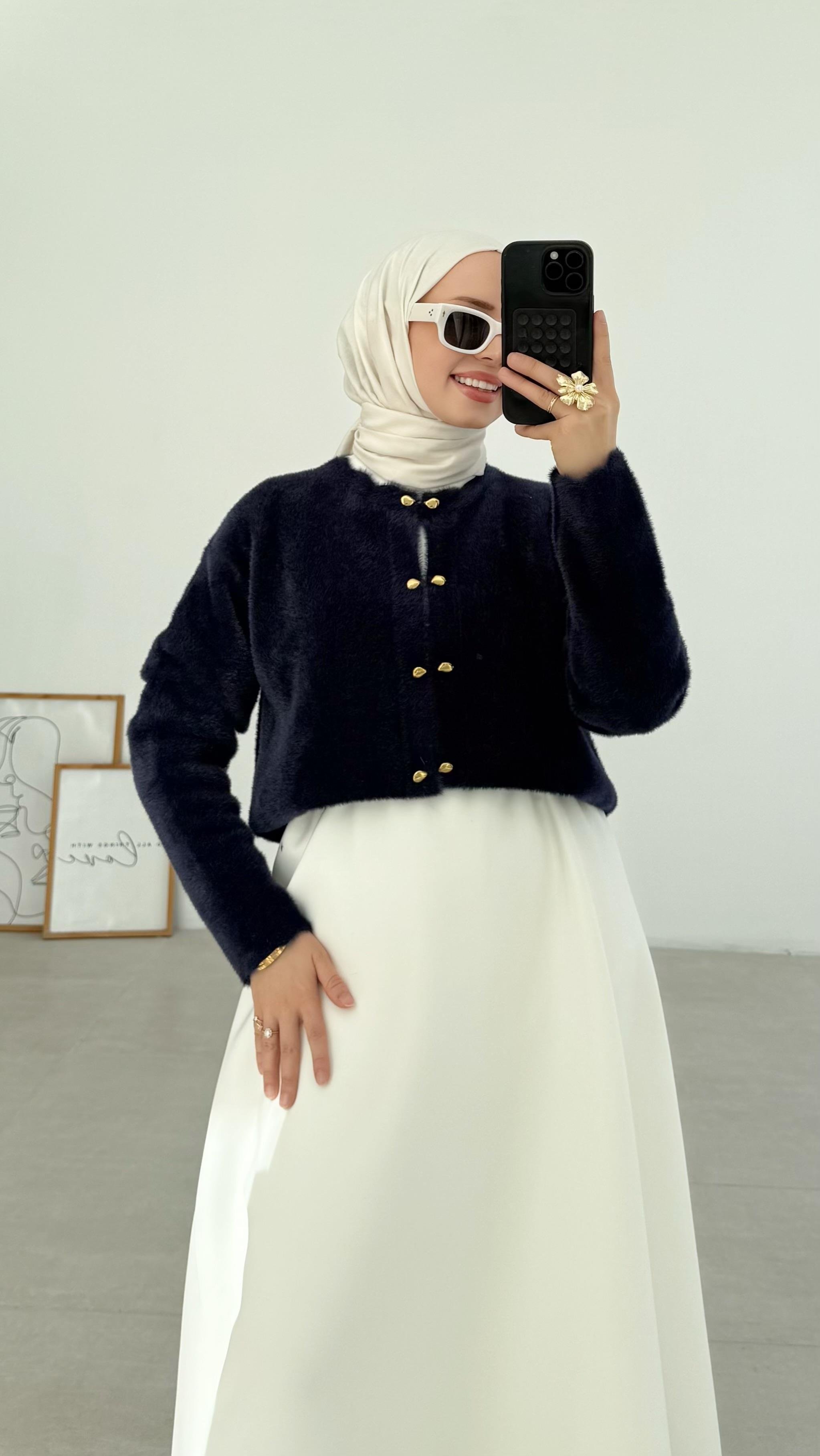 Vanessa Premıum Angora Lacivert Hırka