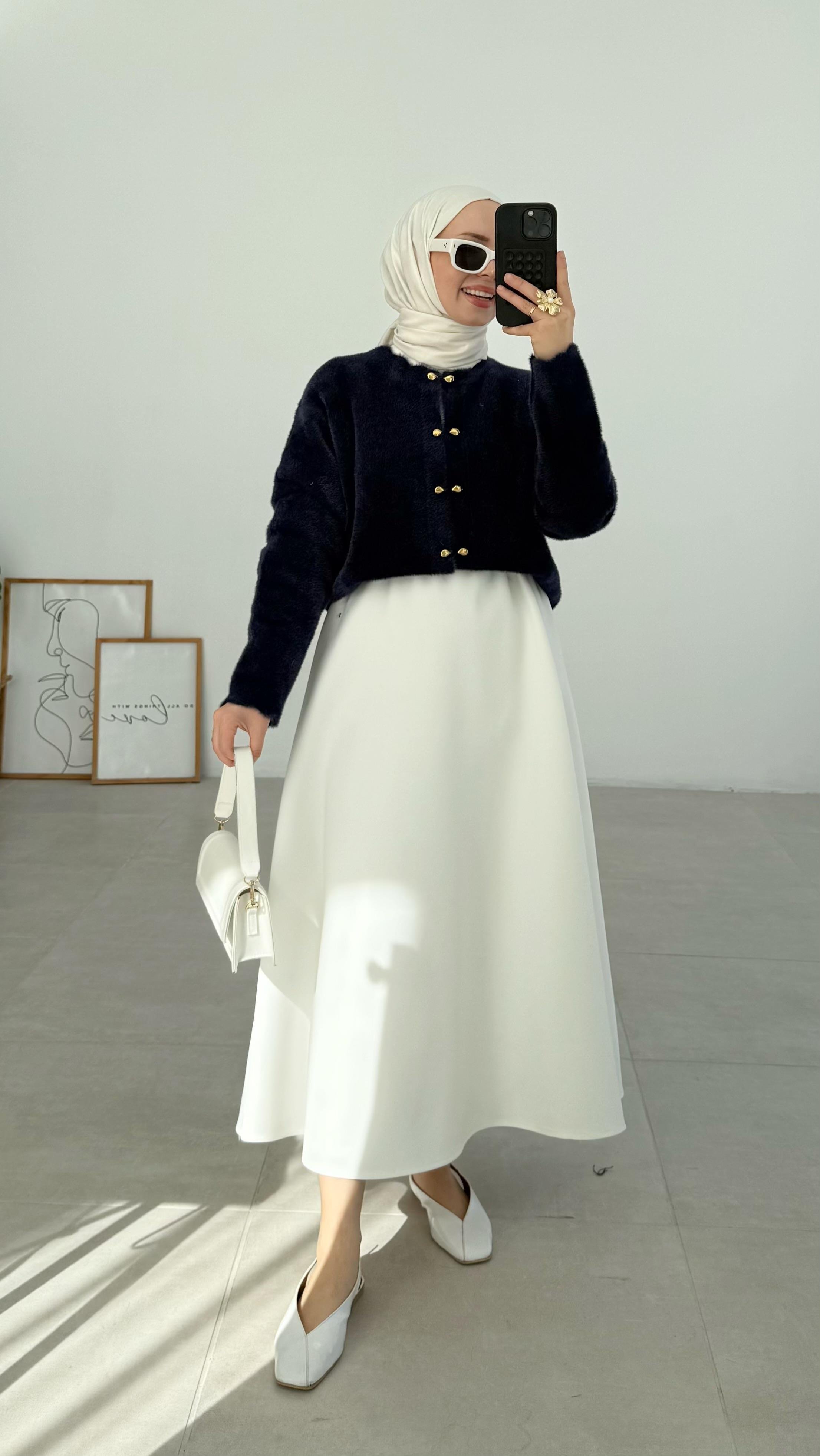 Vanessa Premıum Angora Lacivert Hırka