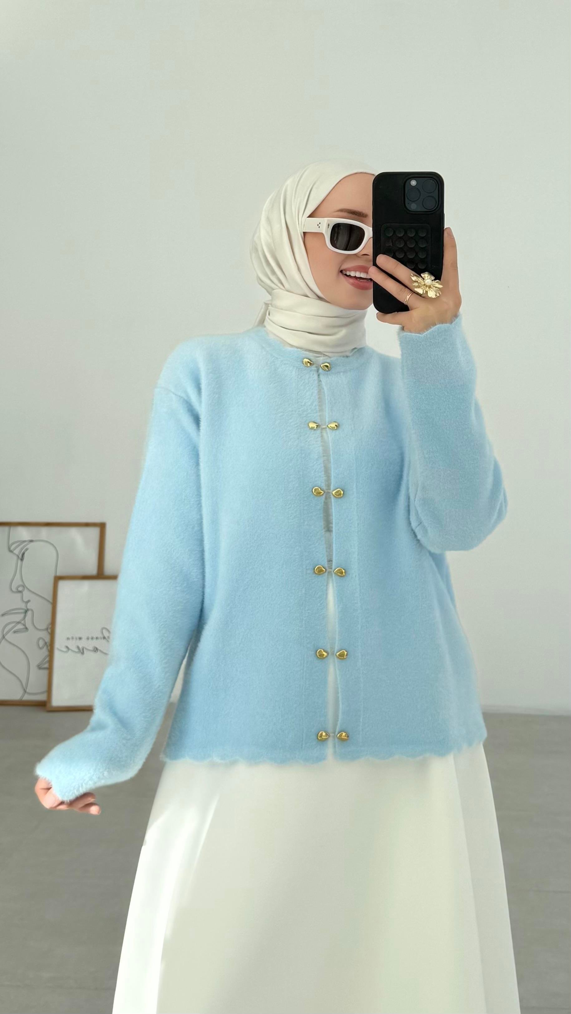 Vanessa Premıum Angora Mavi Hırka