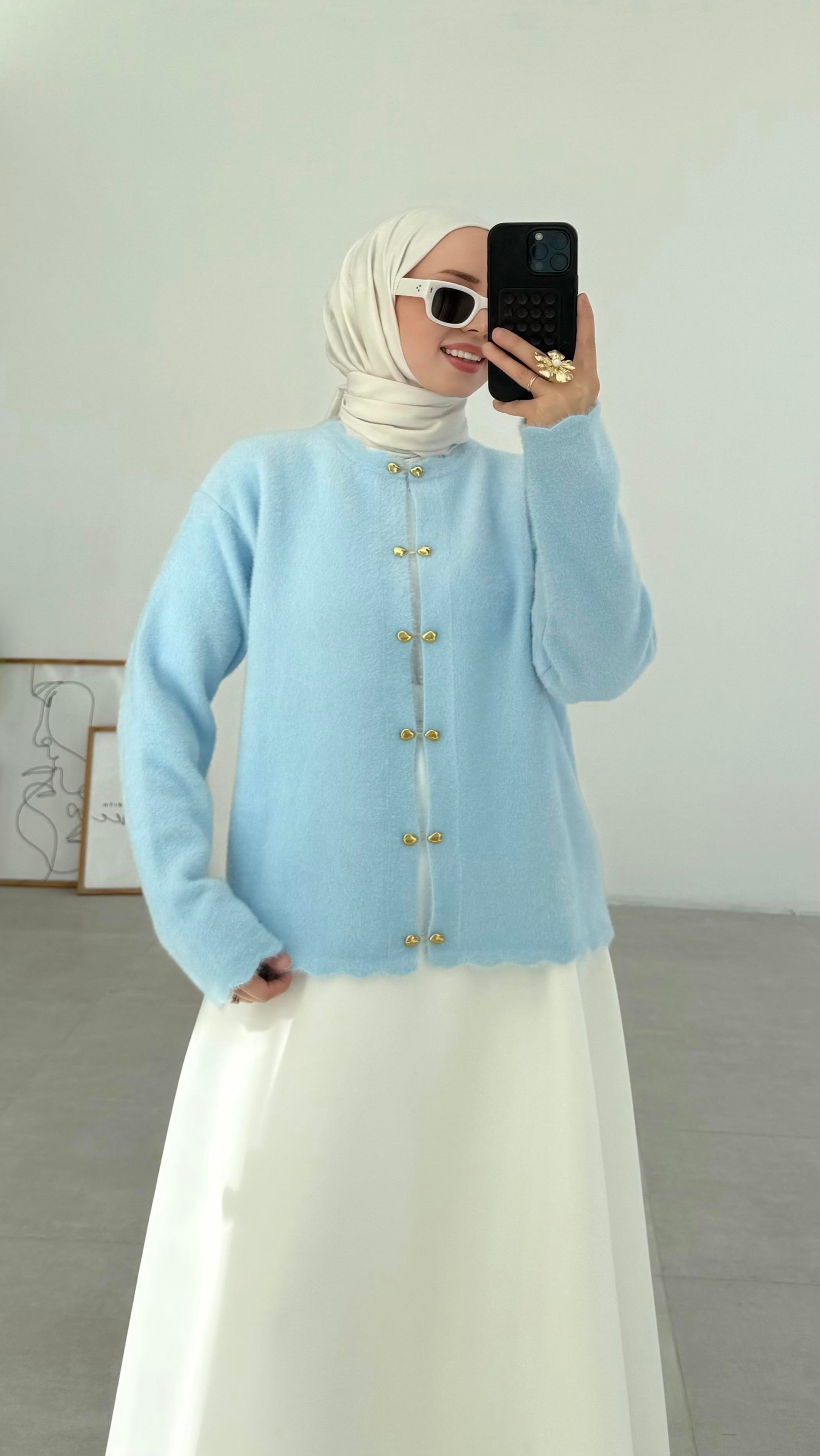 Vanessa Premıum Angora Mavi Hırka