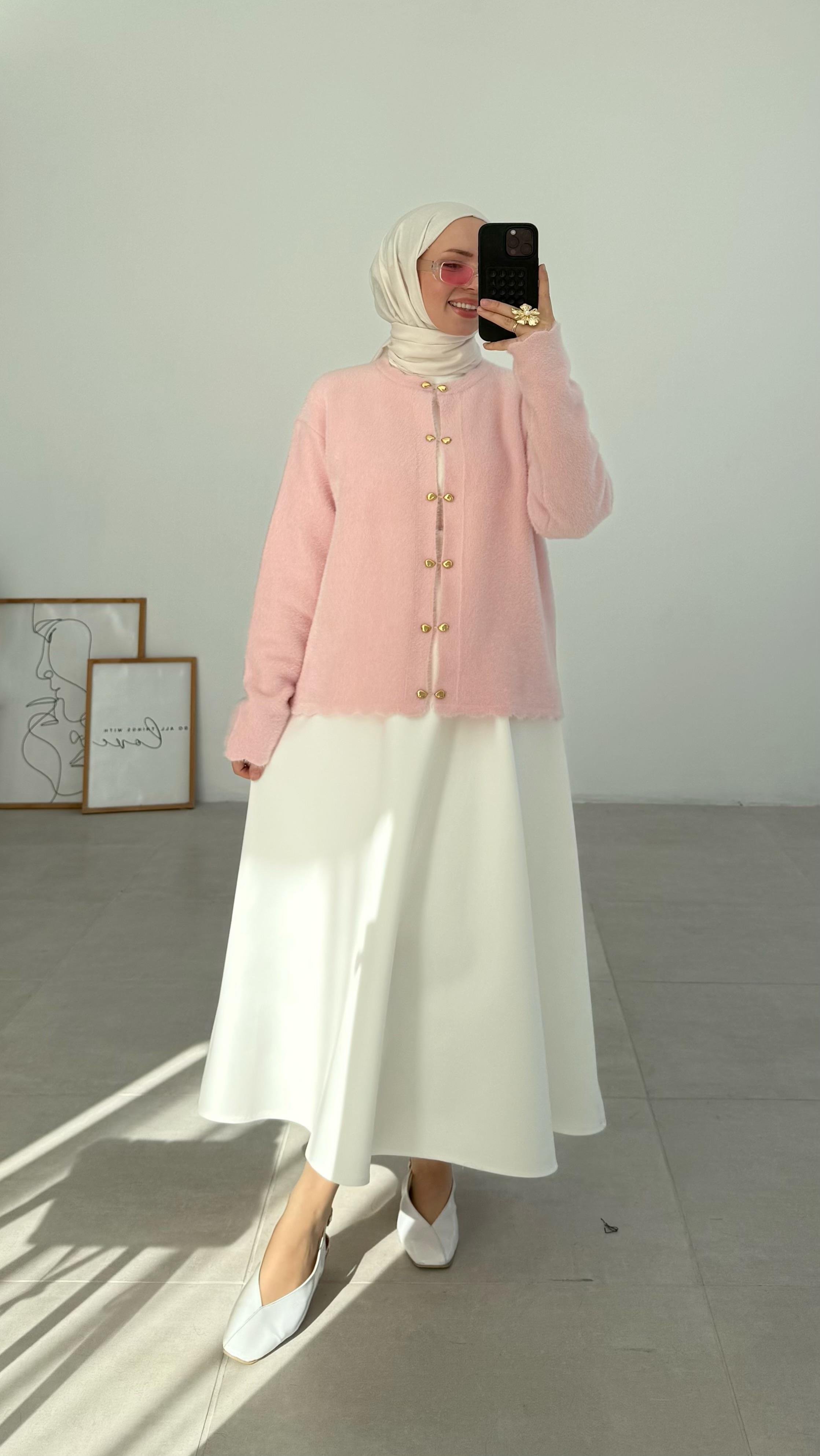 Vanessa Premıum Angora Pembe Hırka