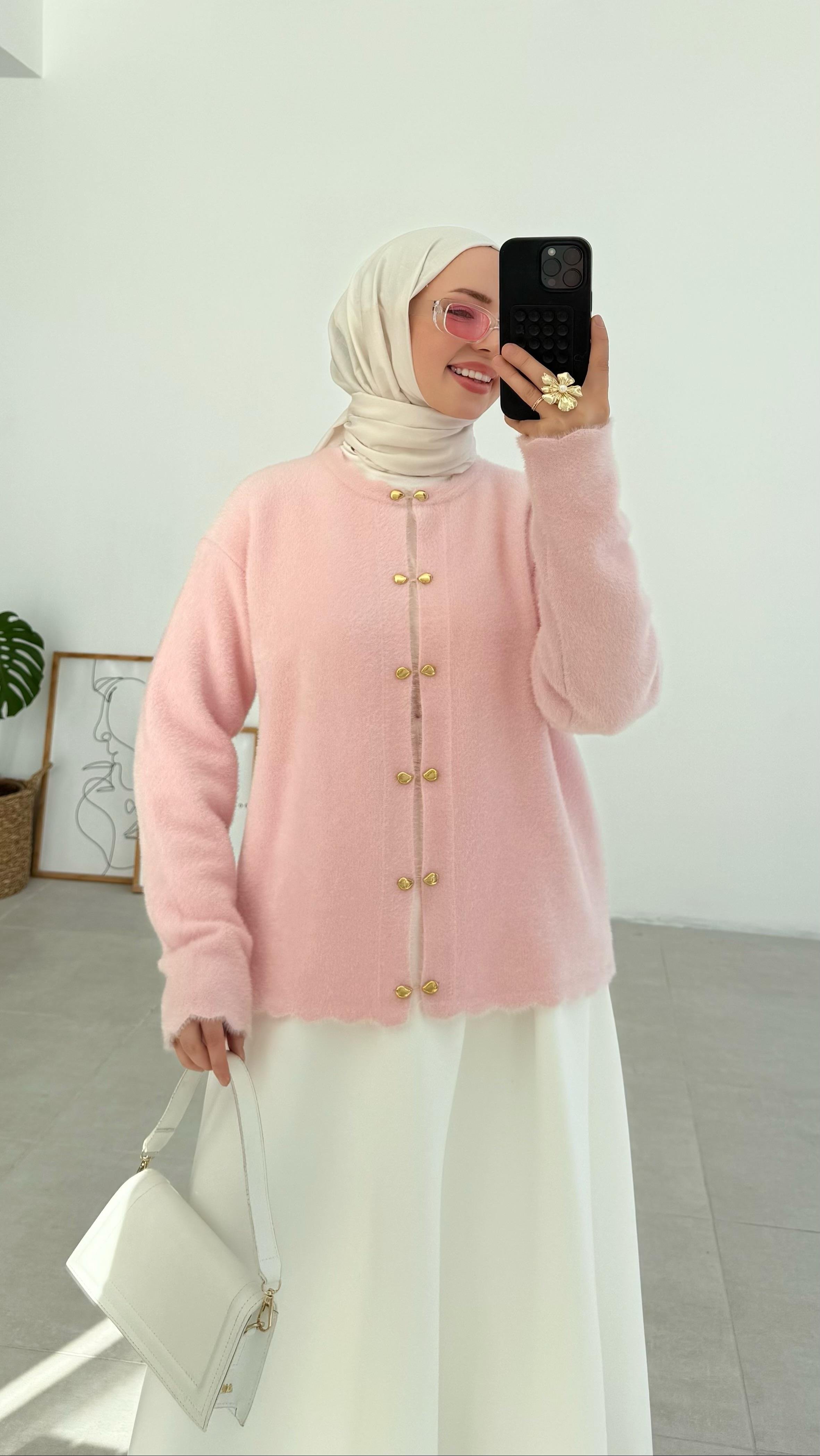 Vanessa Premıum Angora Pembe Hırka