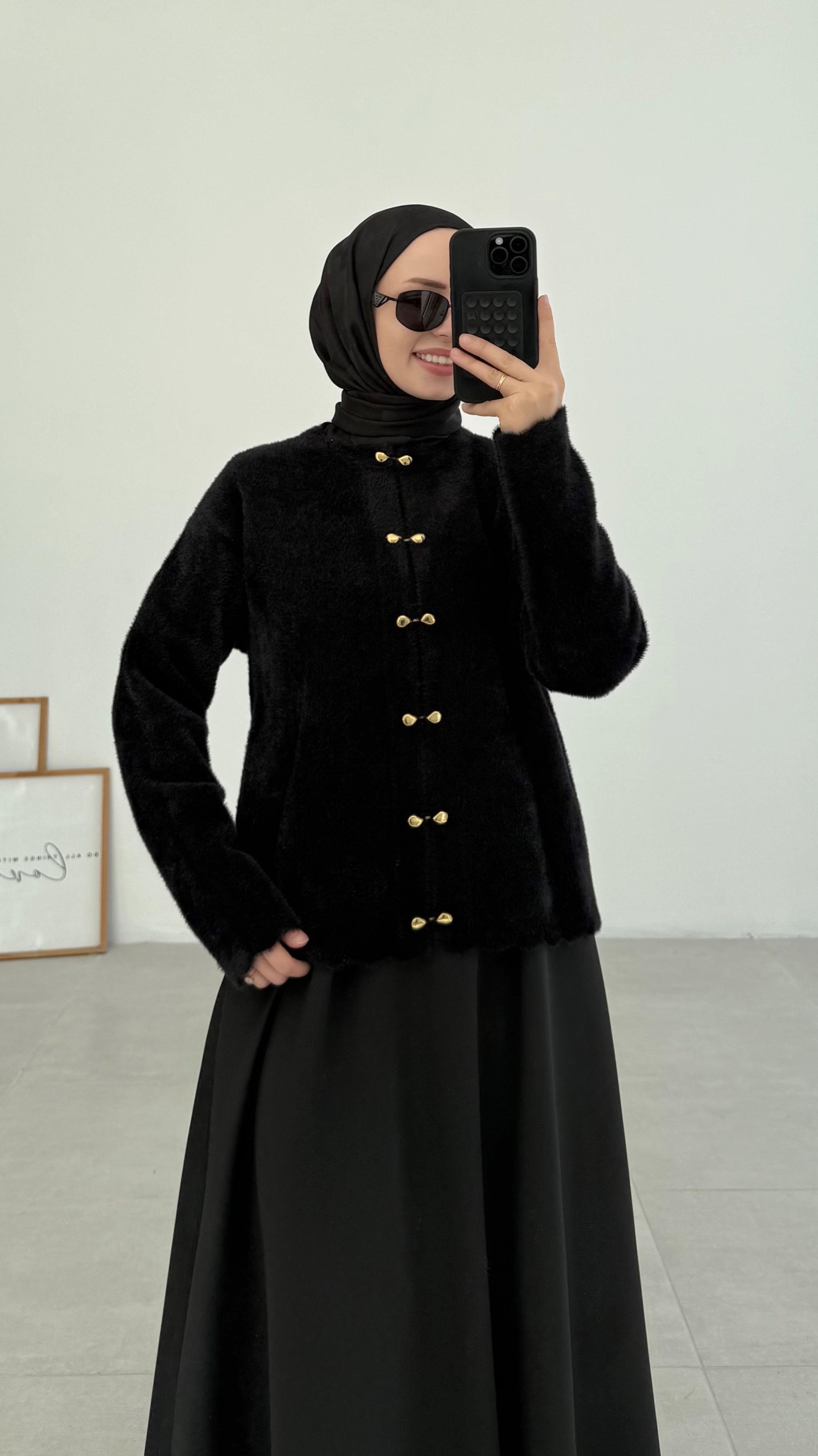 Vanessa Premıum Angora Siyah Hırka