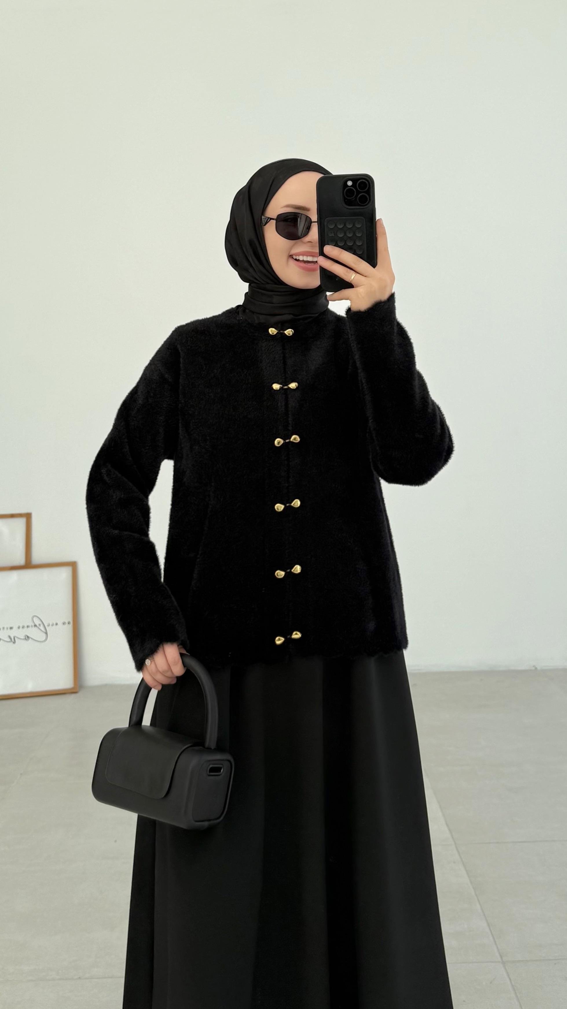 Vanessa Premıum Angora Siyah Hırka