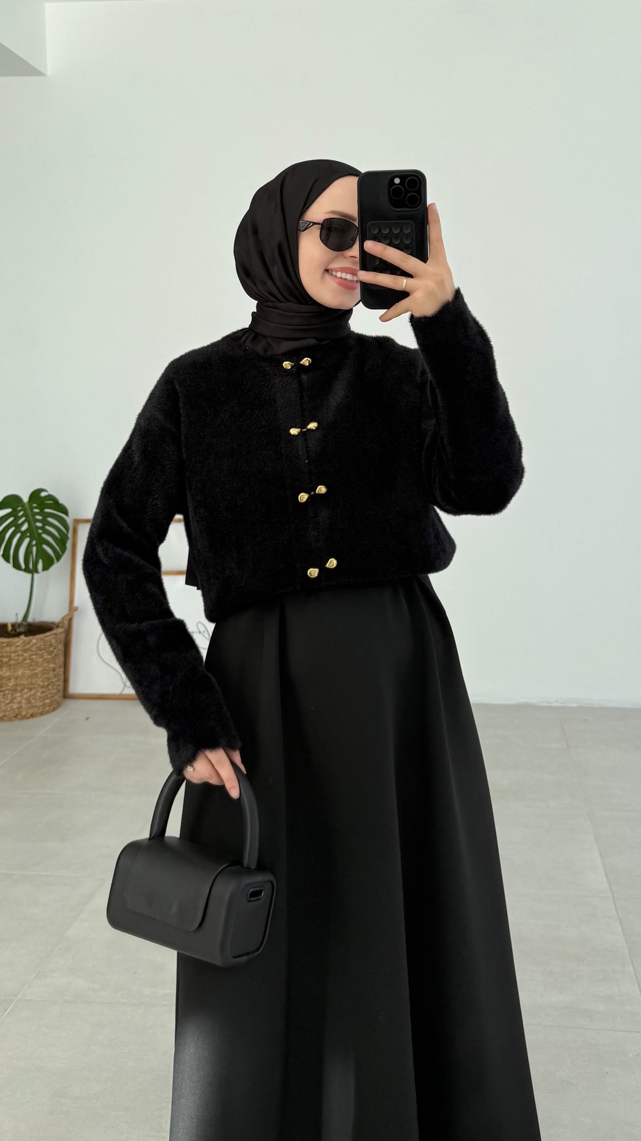 Vanessa Premıum Angora Siyah Hırka