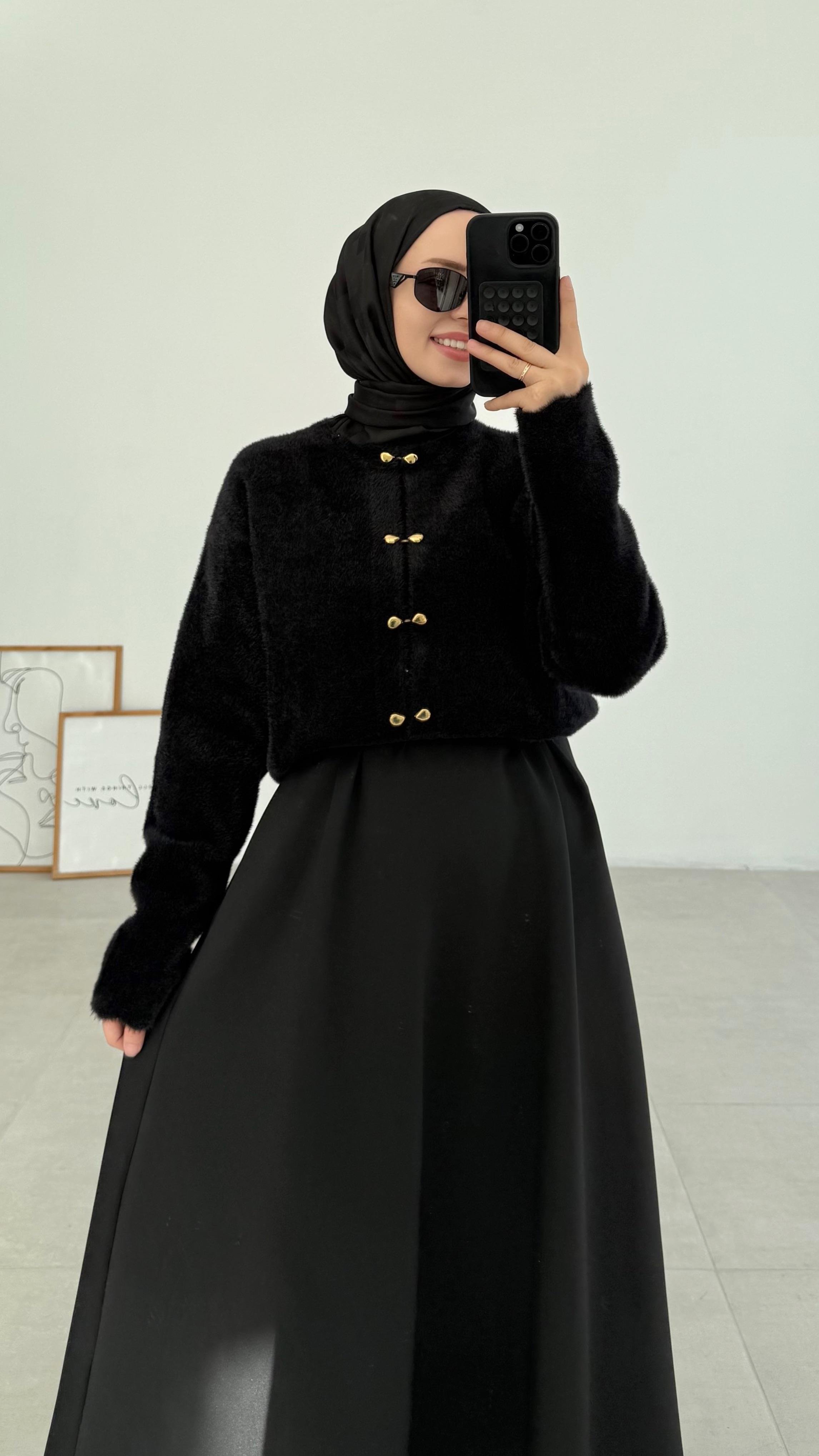 Vanessa Premıum Angora Siyah Hırka