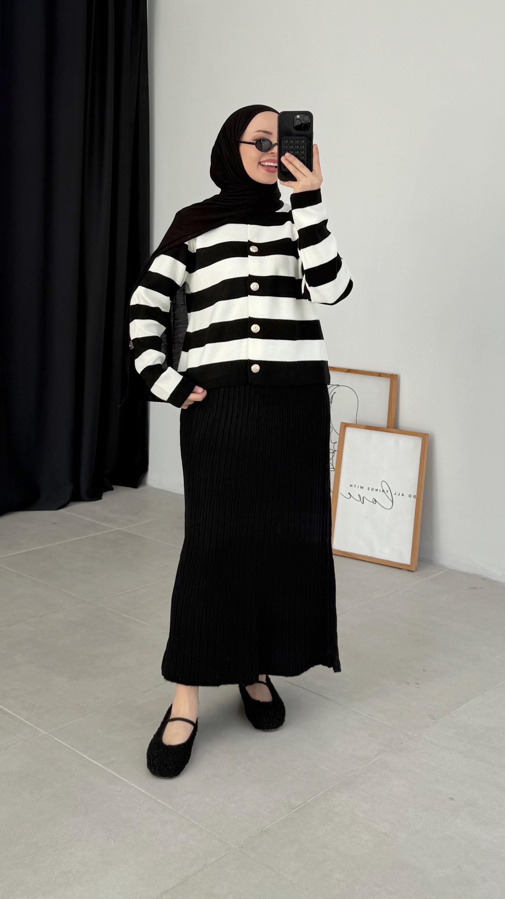 Wanol Triko Fitilli Siyah Etek