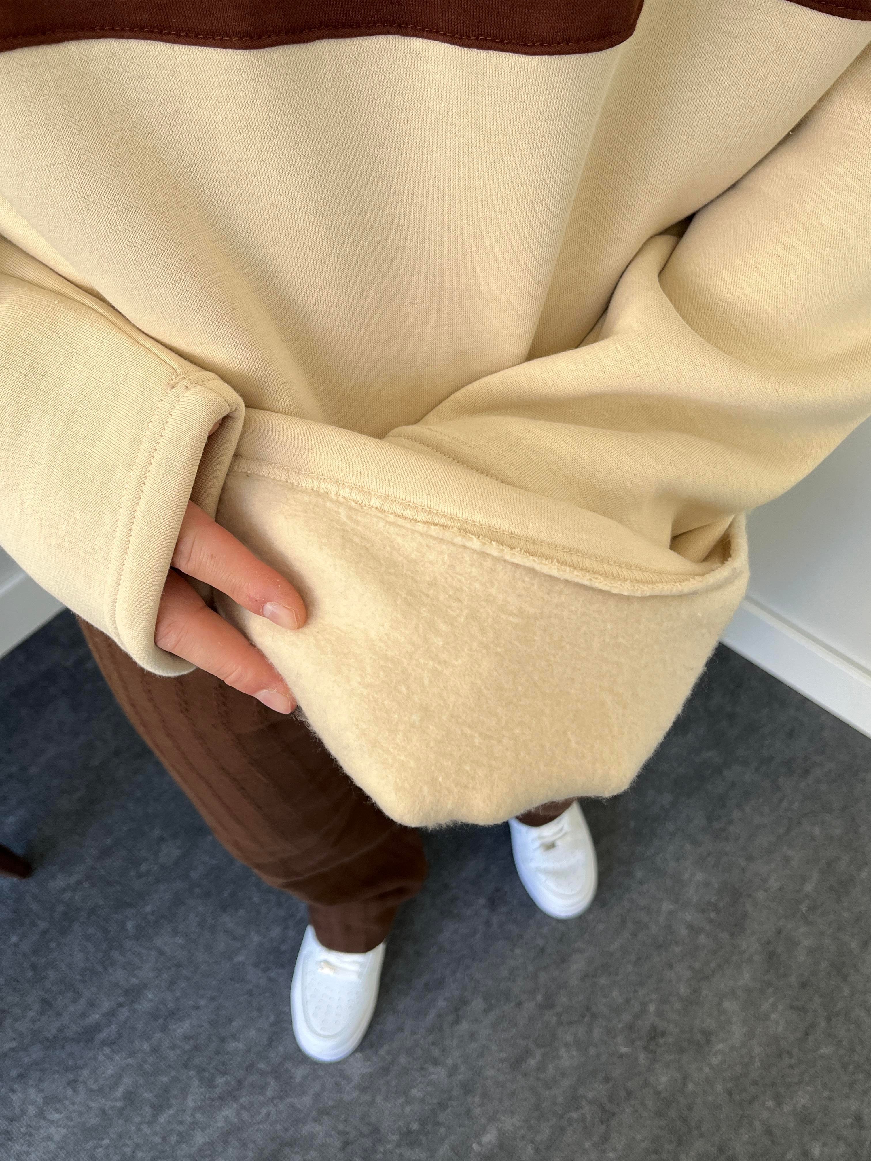 1994 Nakışlı Krem Üç İplik Şardonlu Sweatshirt