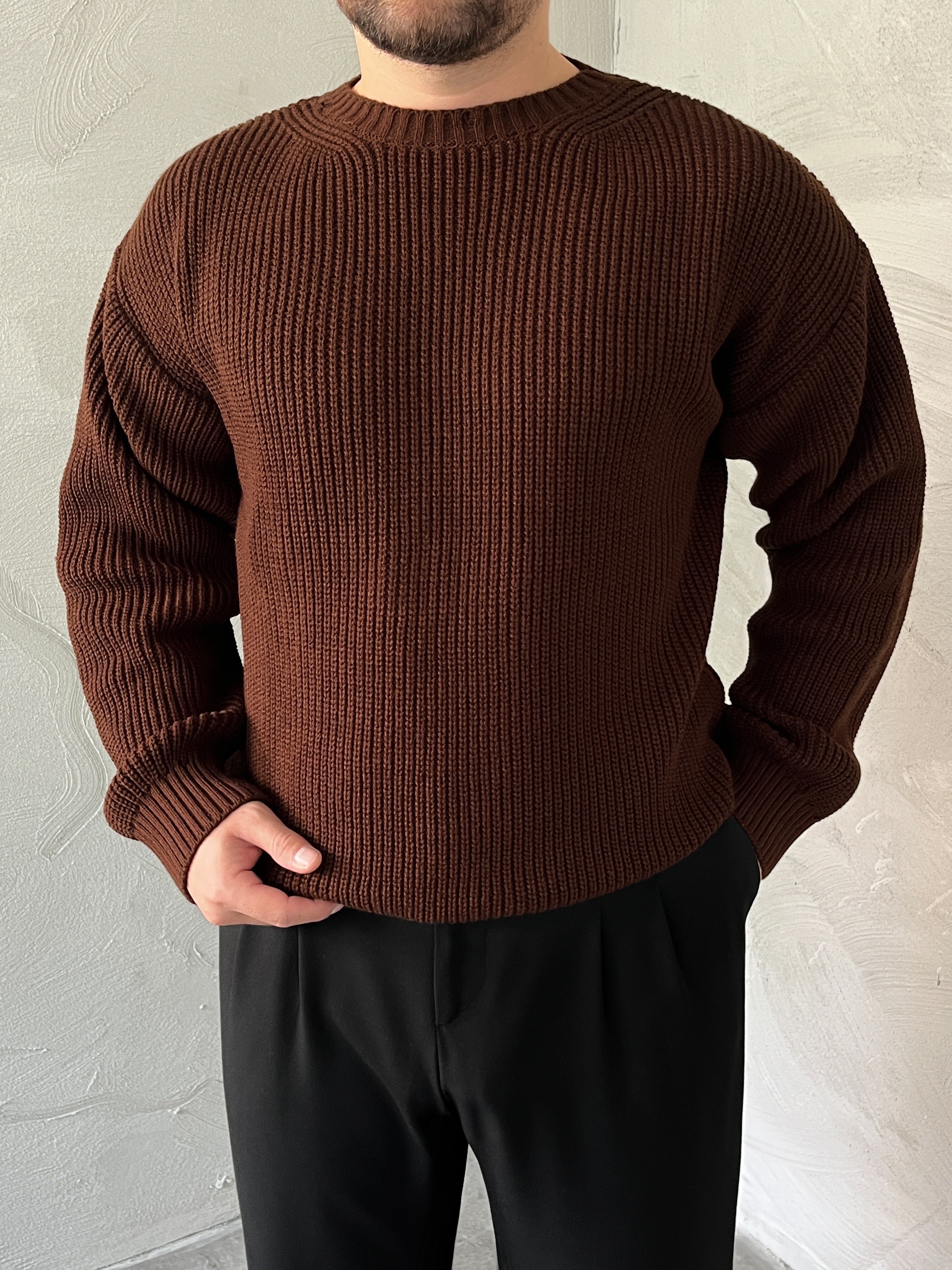 Acı Kahve Basic Örgü Oversize Kazak