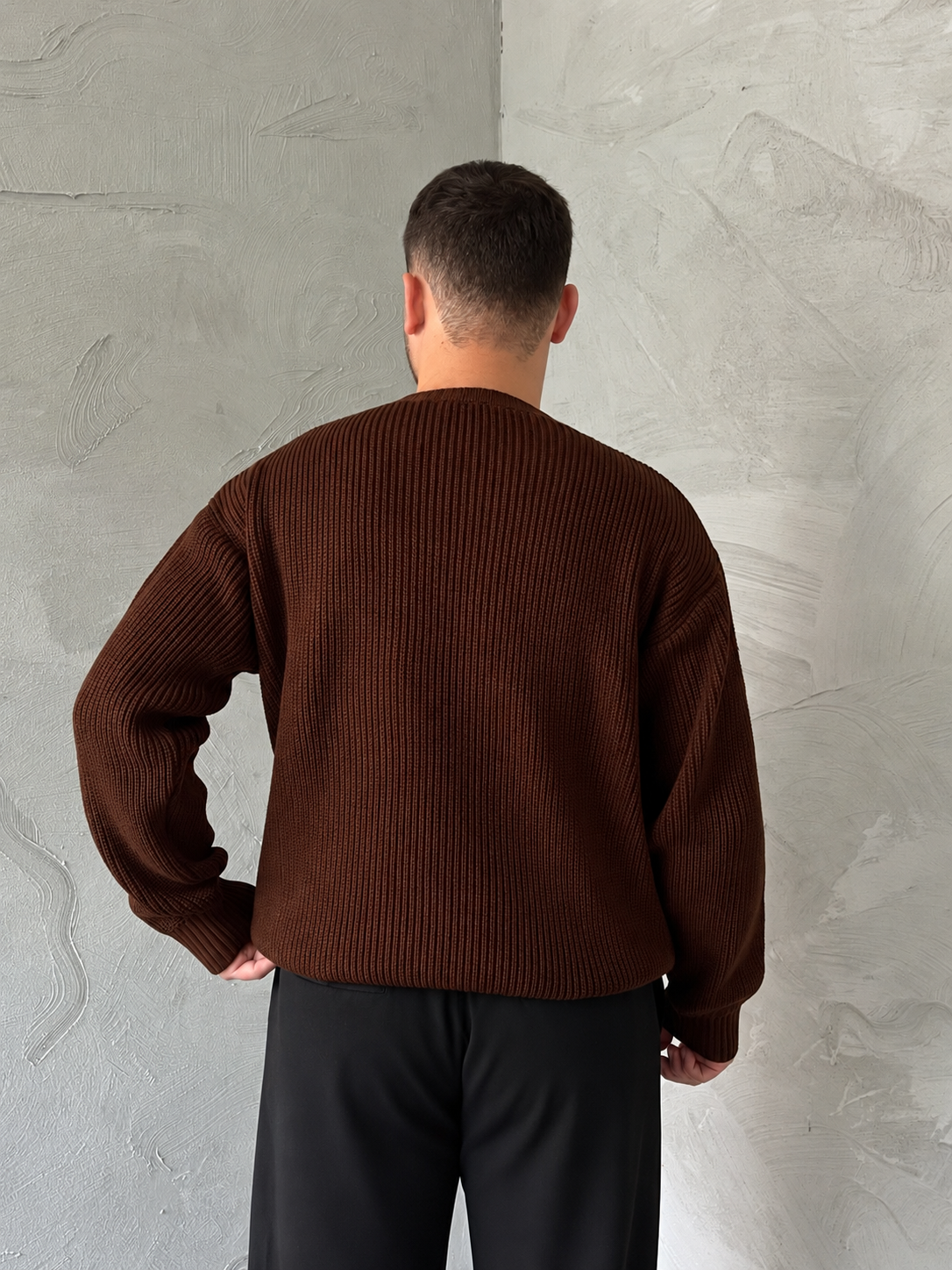 Acı Kahve Basic Örgü Oversize Kazak