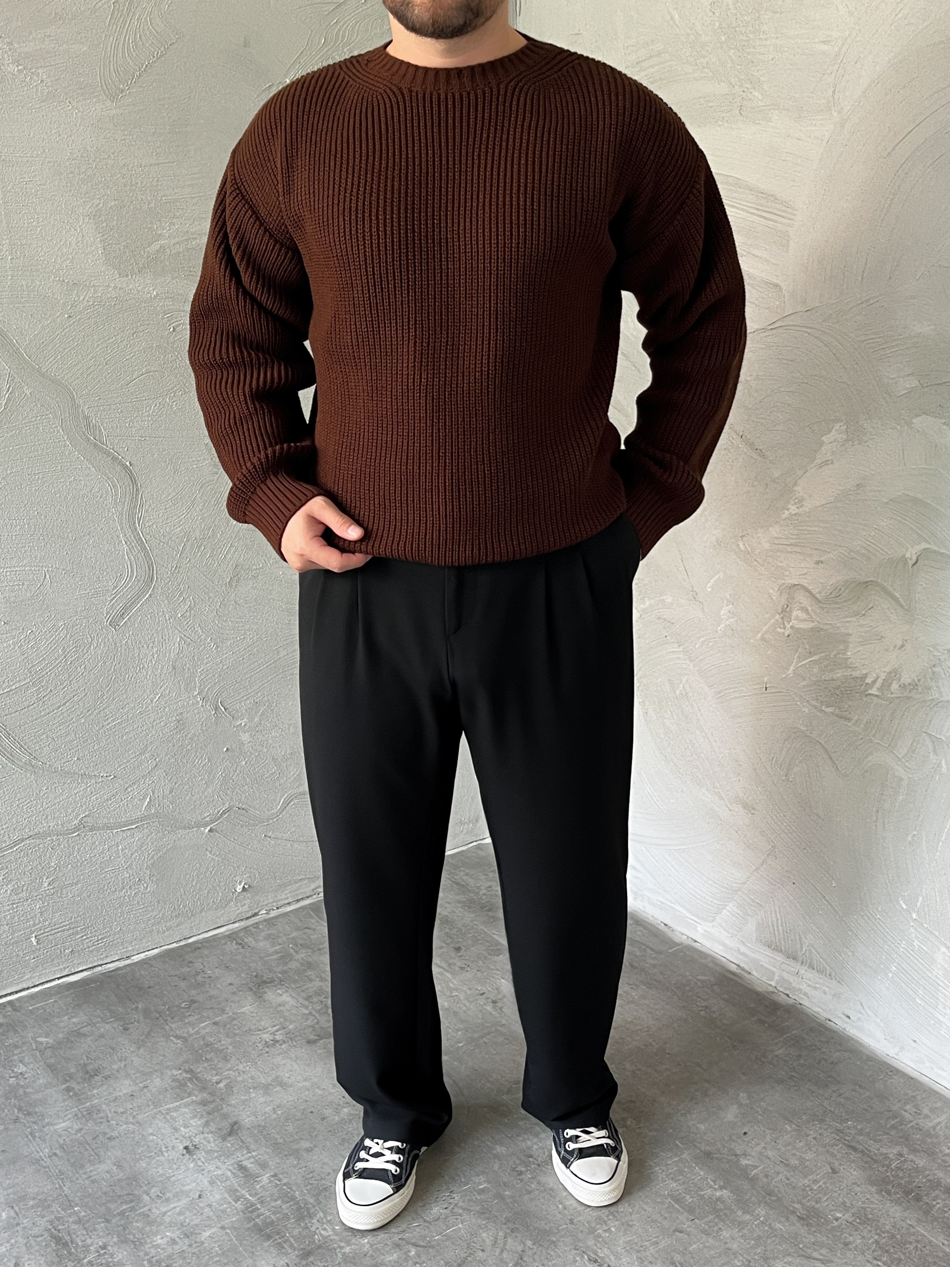 Acı Kahve Basic Örgü Oversize Kazak