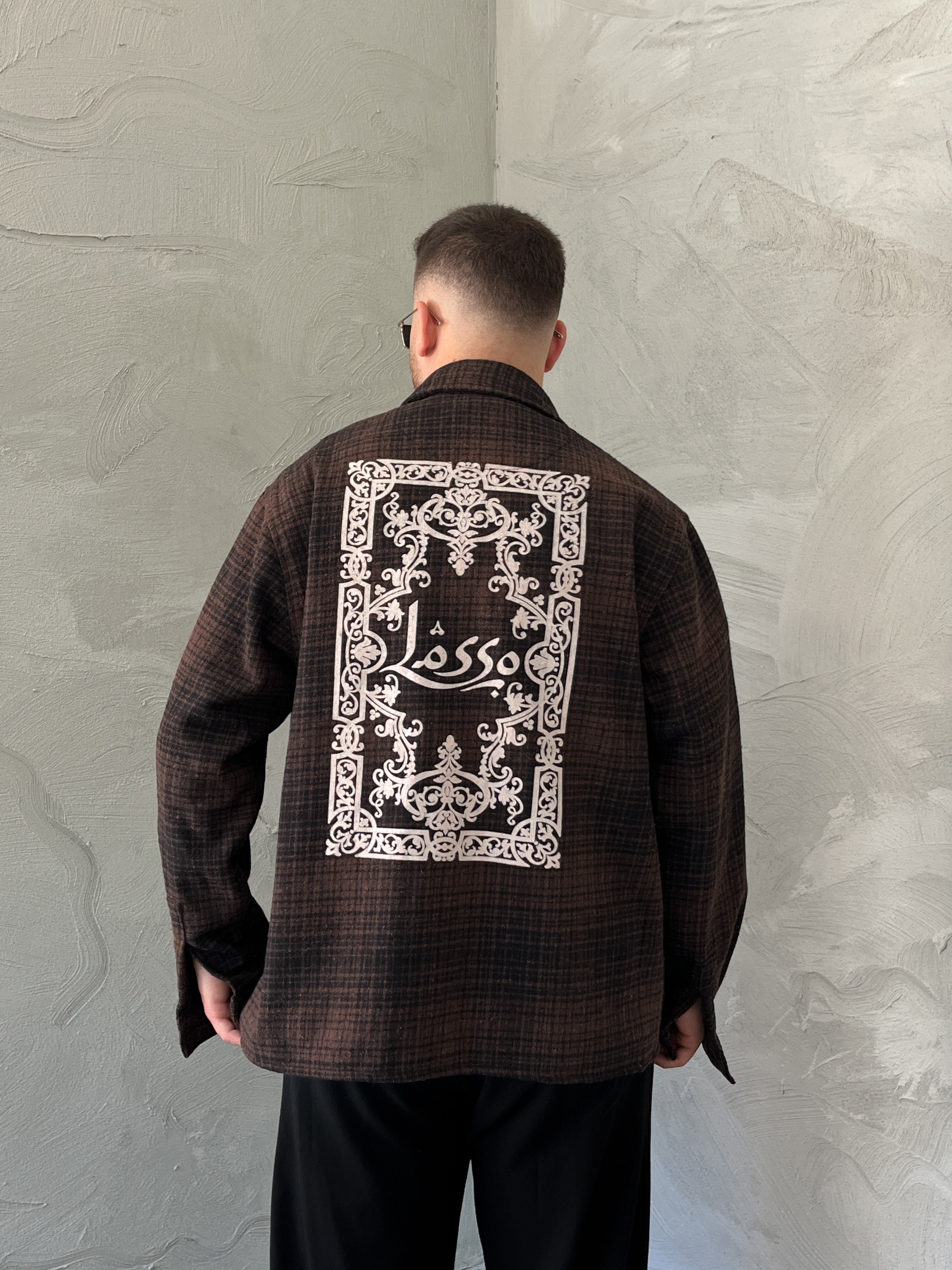 Acı Kahve Baskılı Oversize Ekose Gömlek