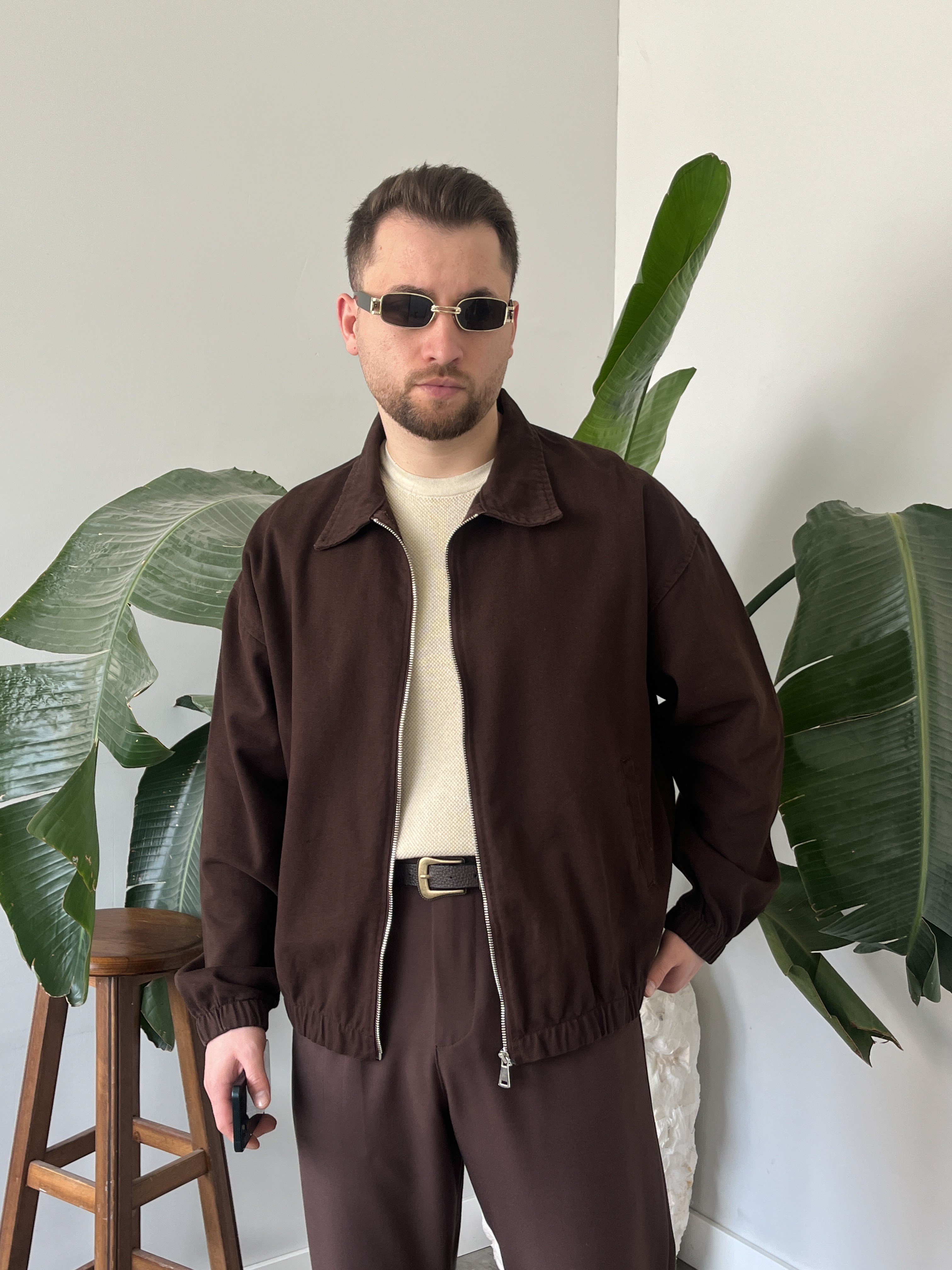 Acı Kahve Mevsimlik Oversize Bomber Ceket