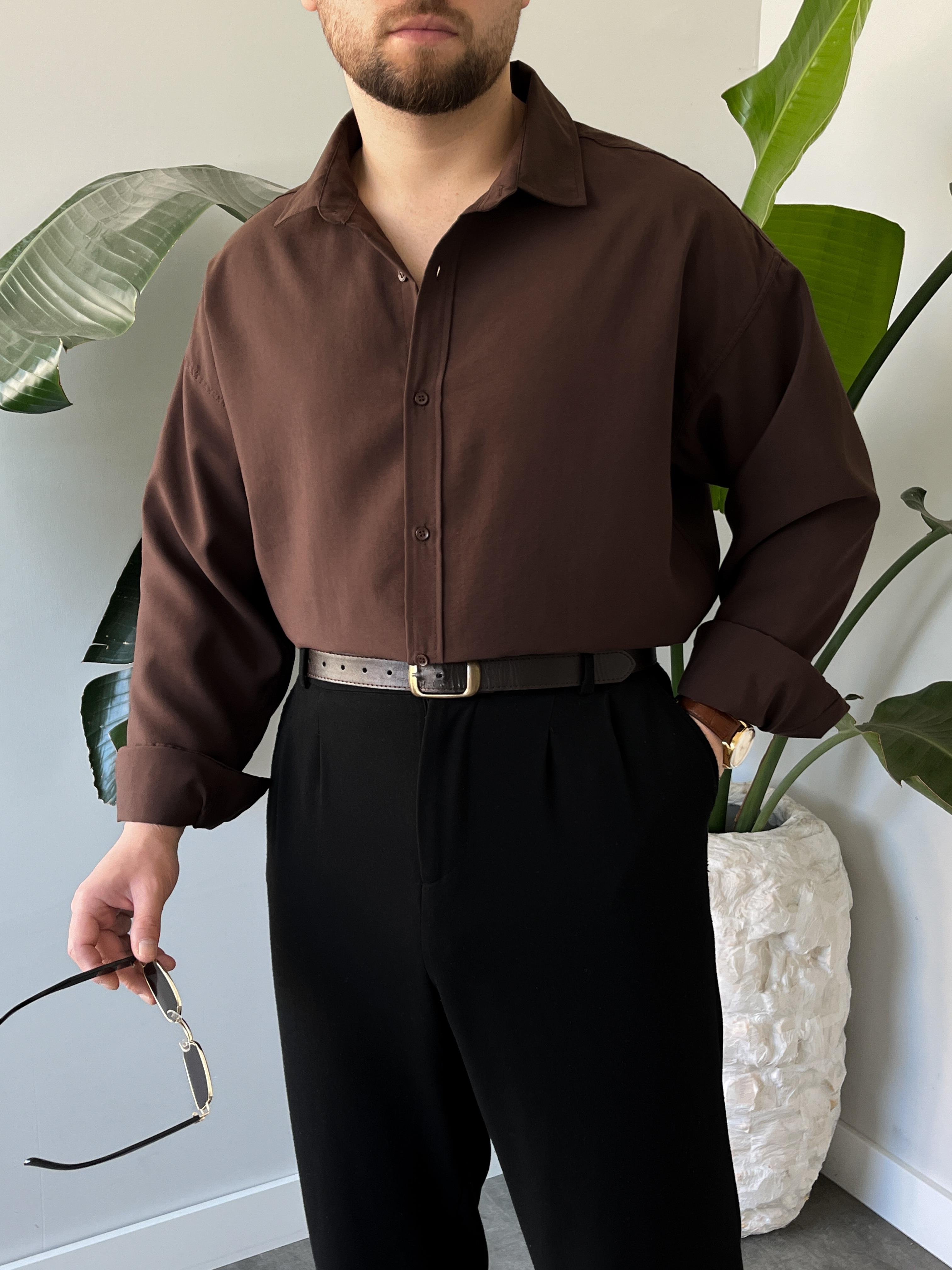 Acı Kahve Modal Basic Oversize Gömlek