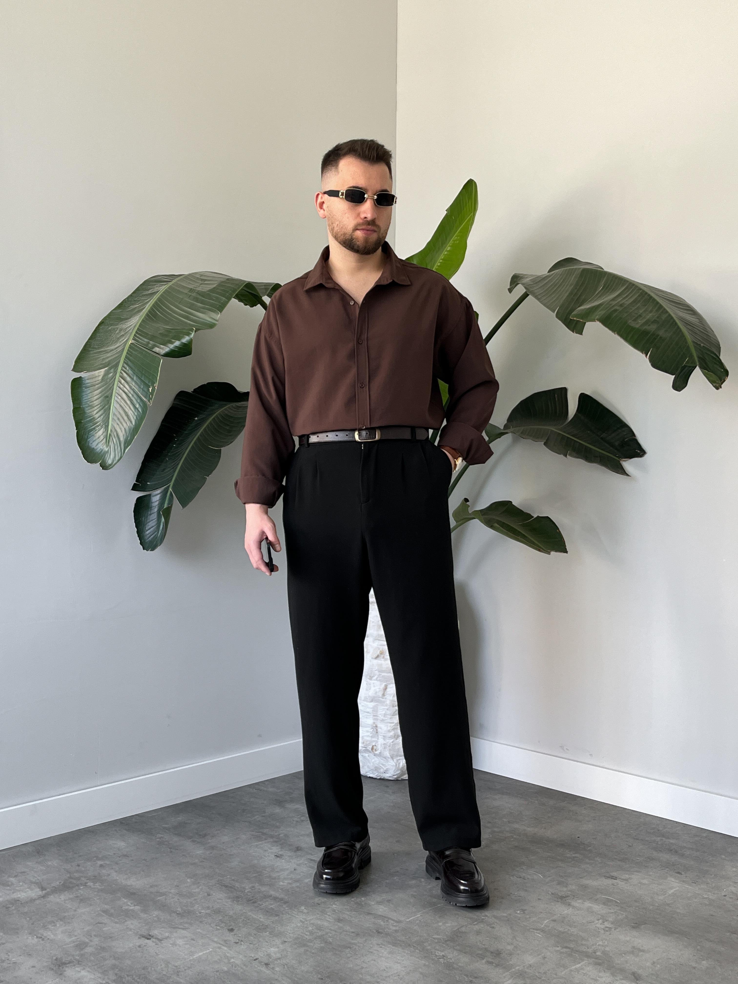Acı Kahve Modal Basic Oversize Gömlek