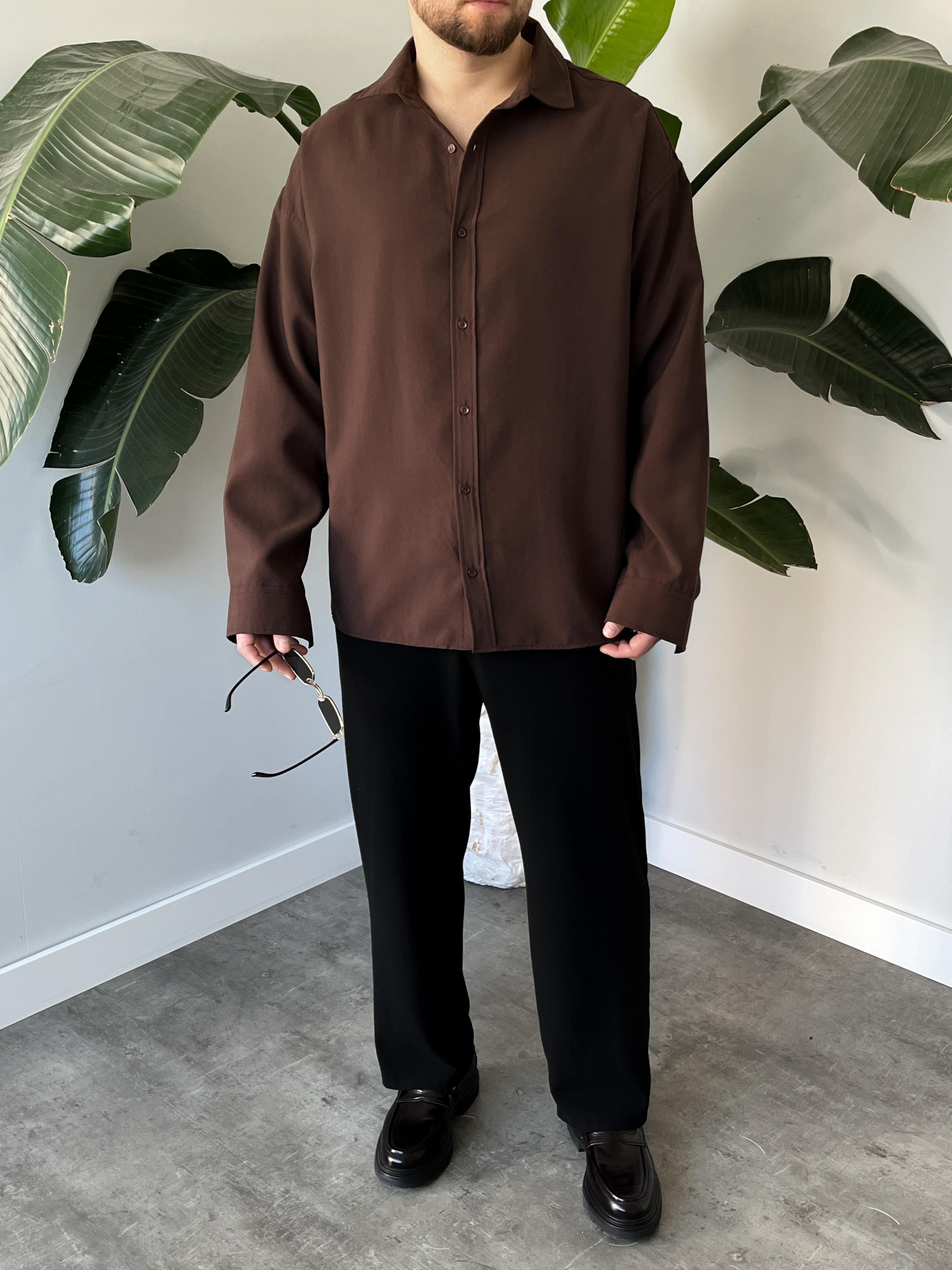 Acı Kahve Modal Basic Oversize Gömlek