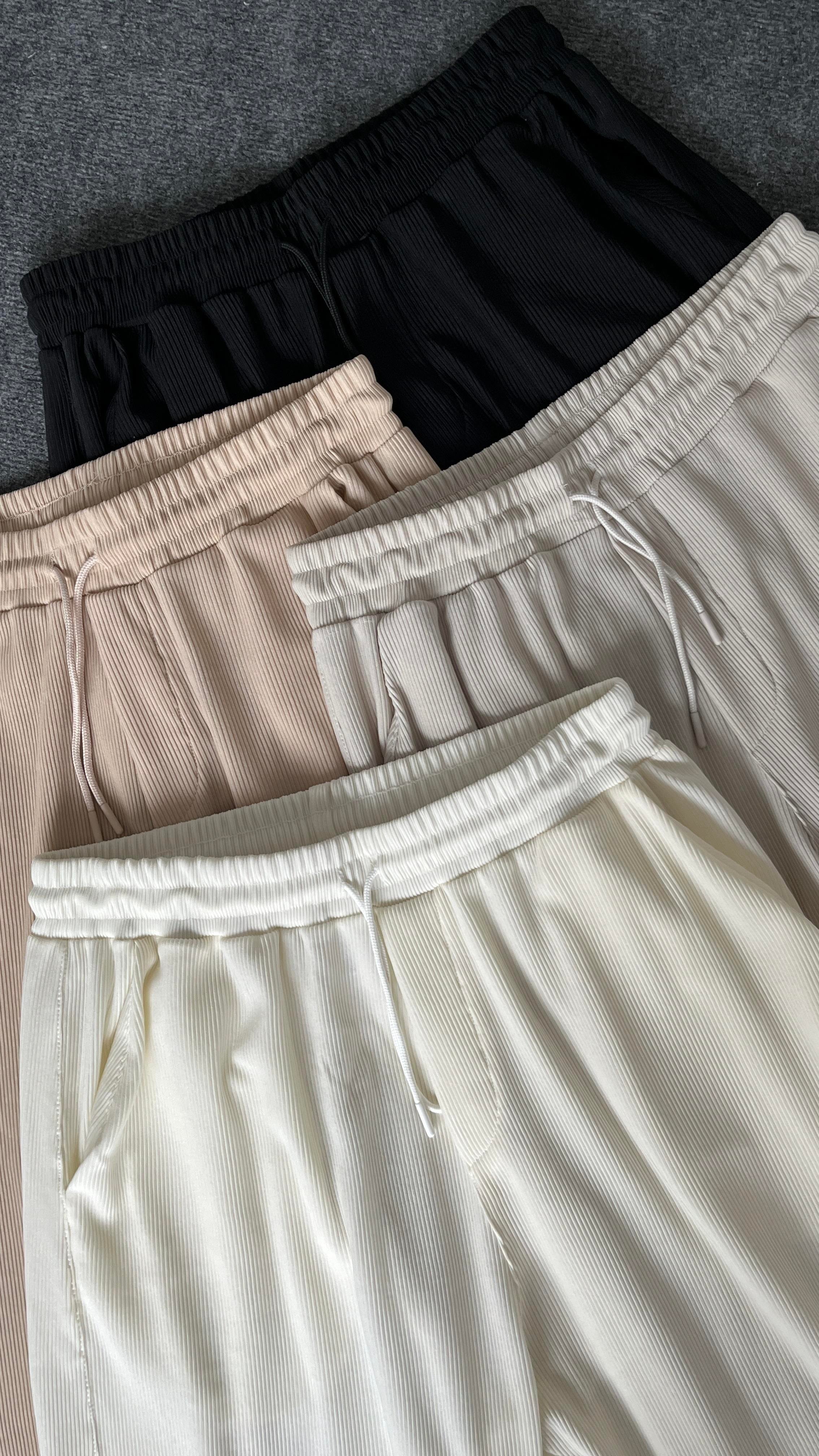 Bej Fitilli Baggy Pantolon