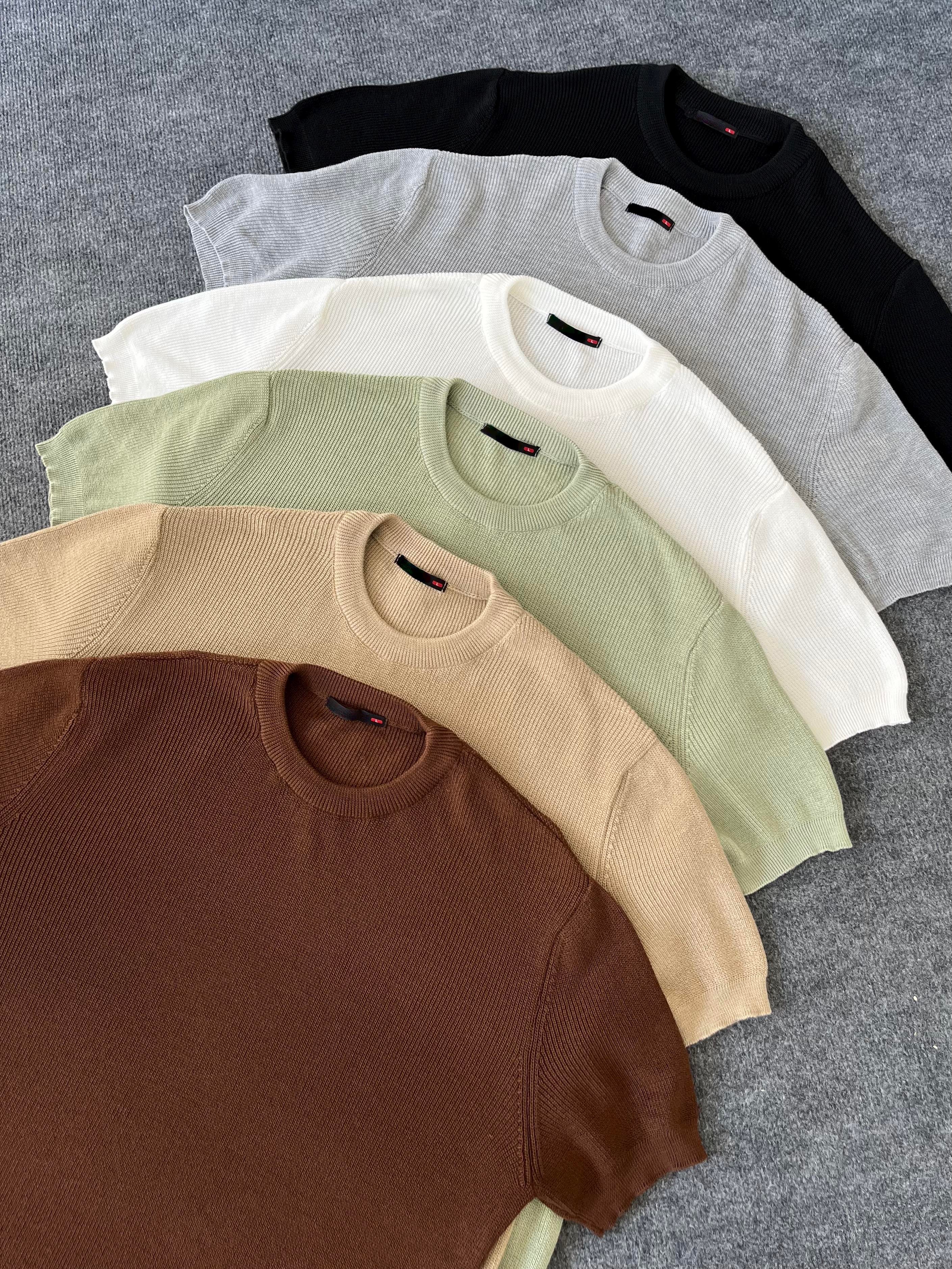 Beyaz Casual Örme Triko T-shirt