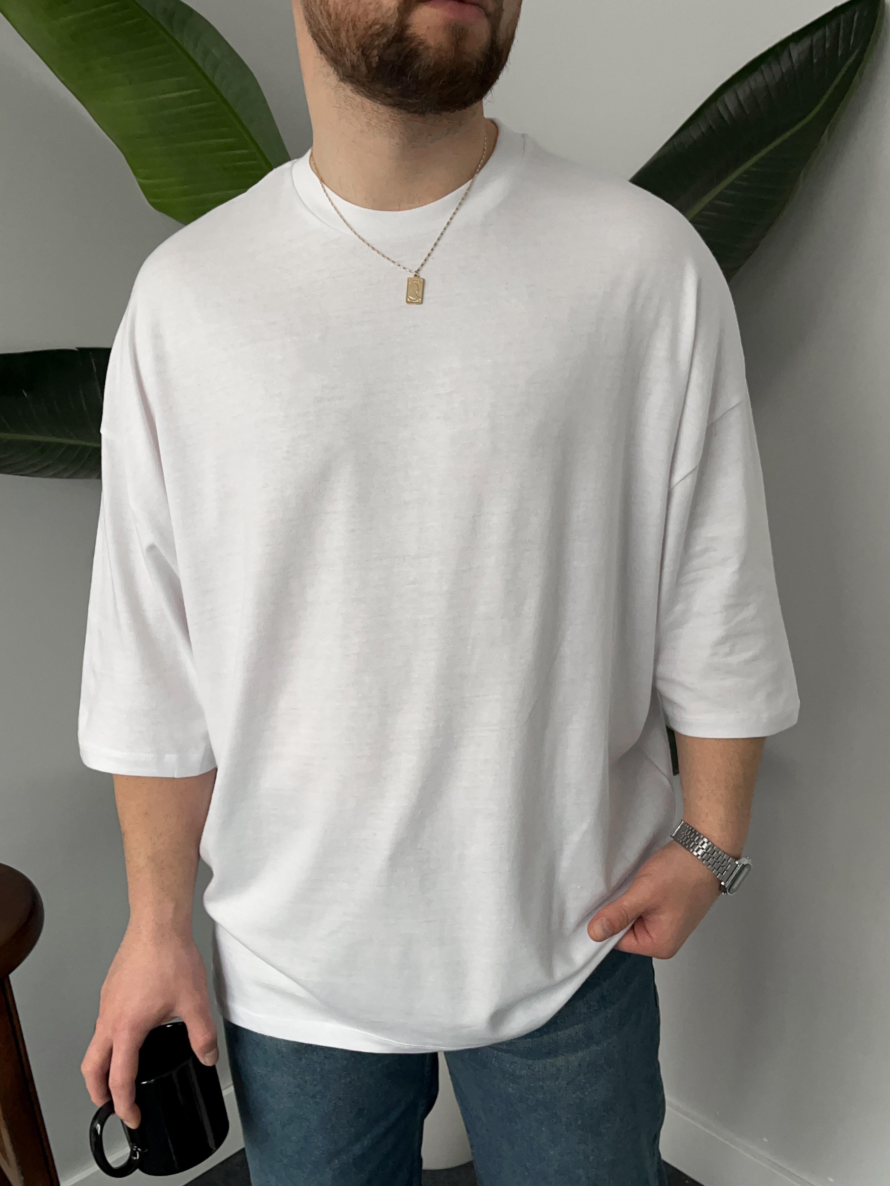 Beyaz Oversize Basic T-shirt