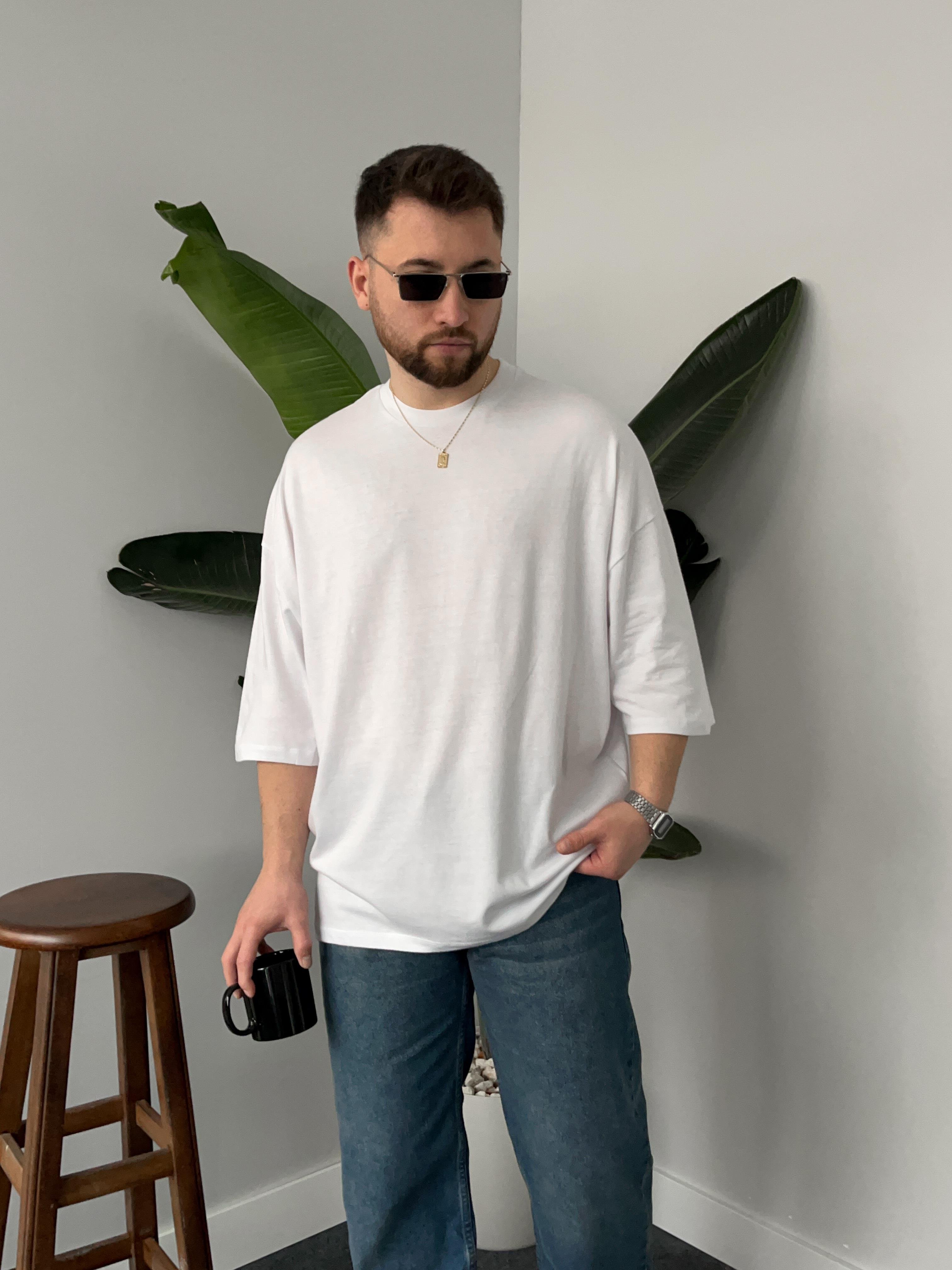 Beyaz Oversize Basic T-shirt