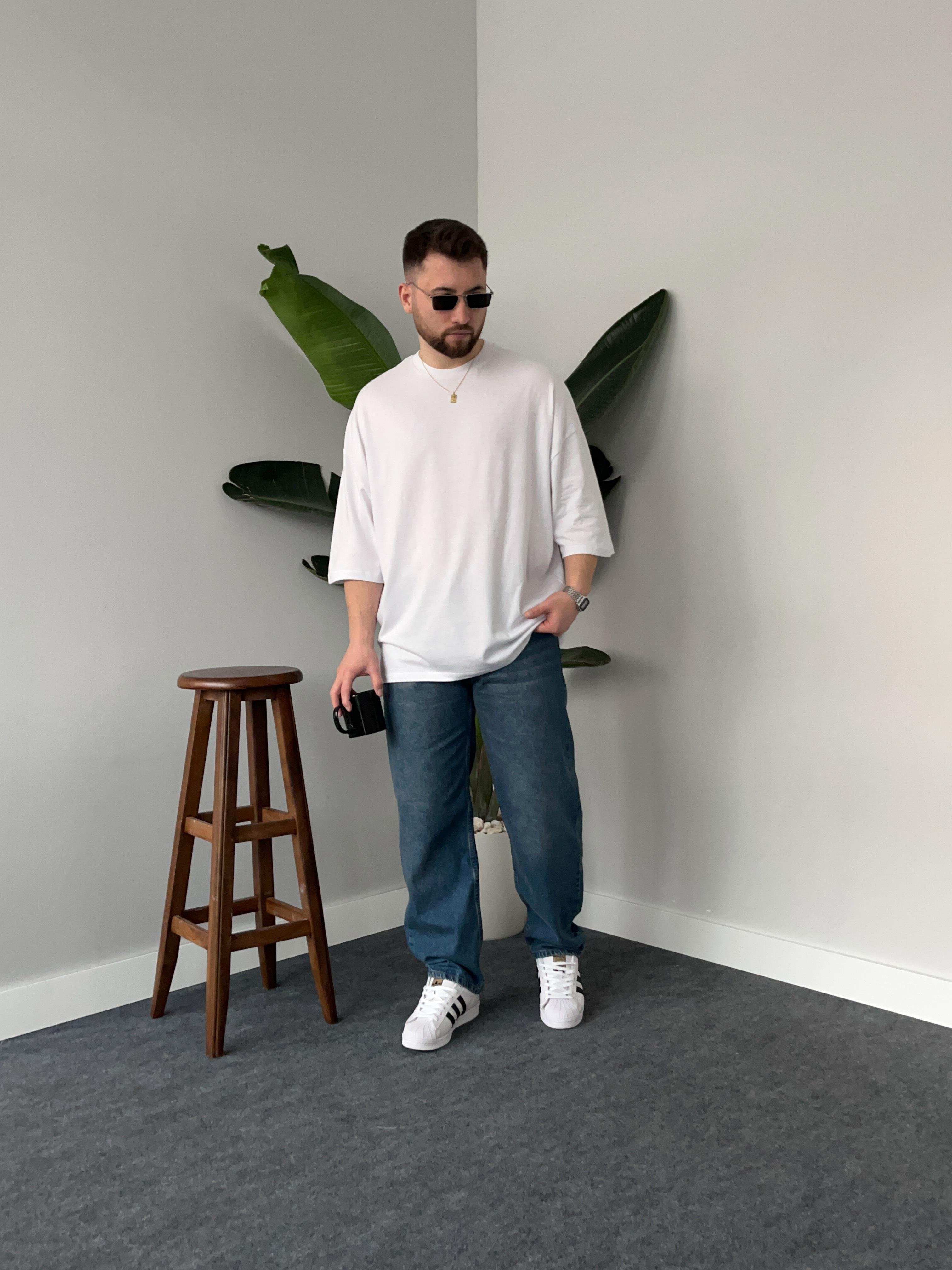 Beyaz Oversize Basic T-shirt