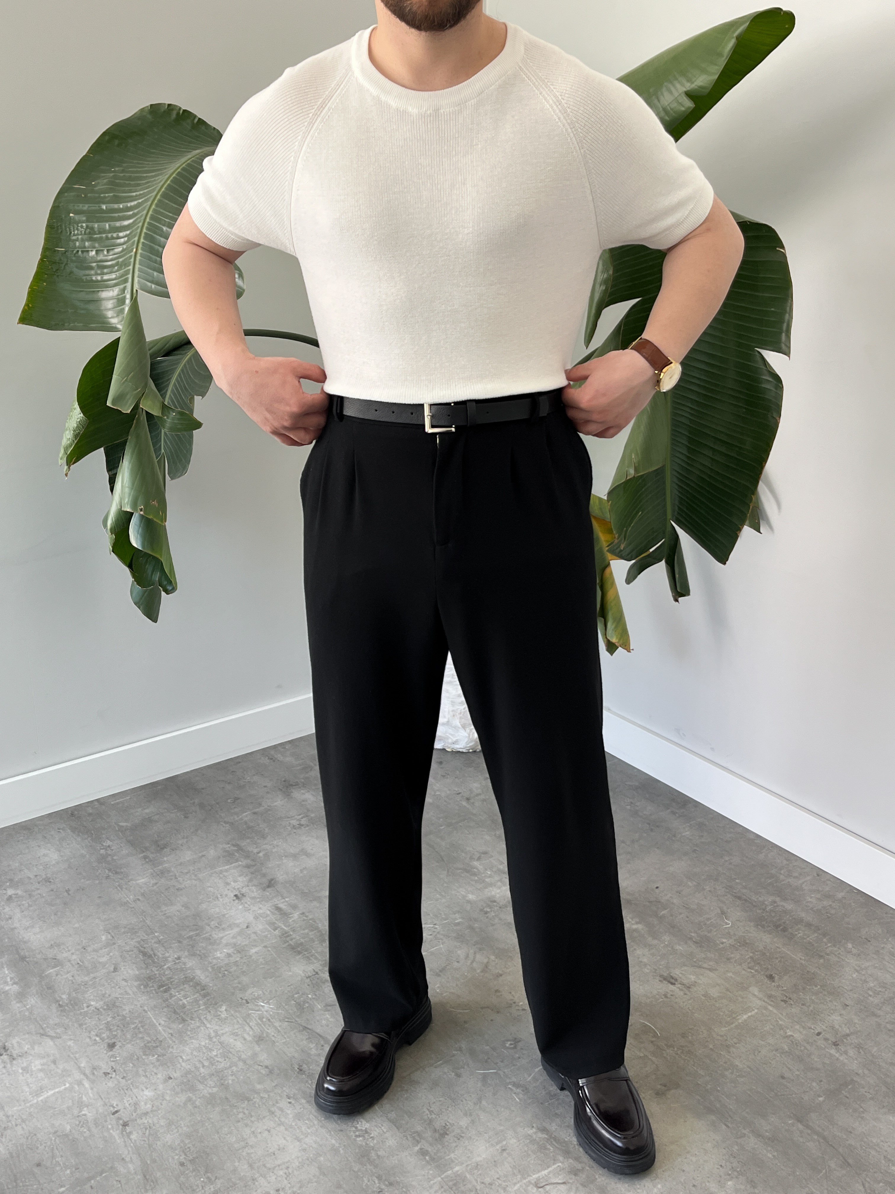 Beyaz Raglan Detay Basic Triko