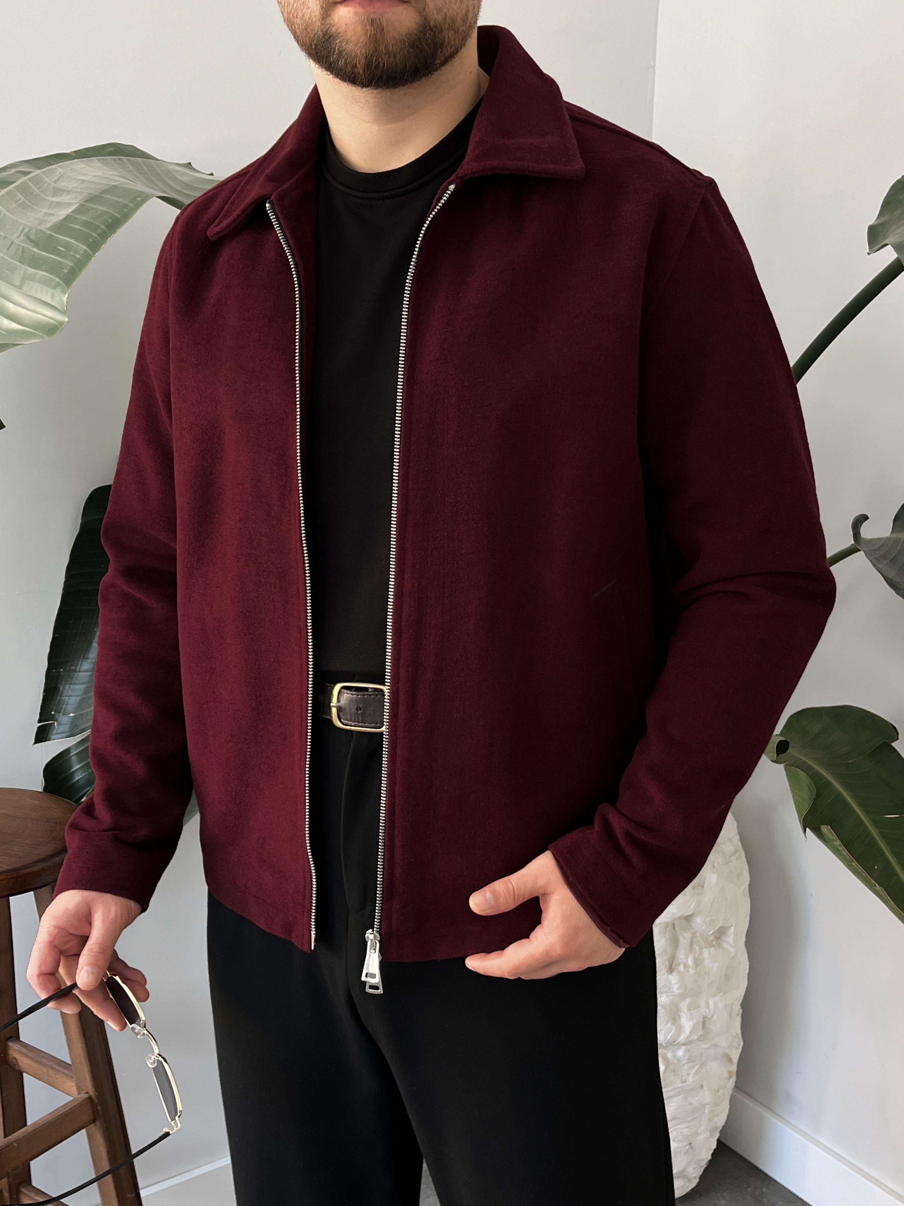 Bordo Kaşe Casual Ceket