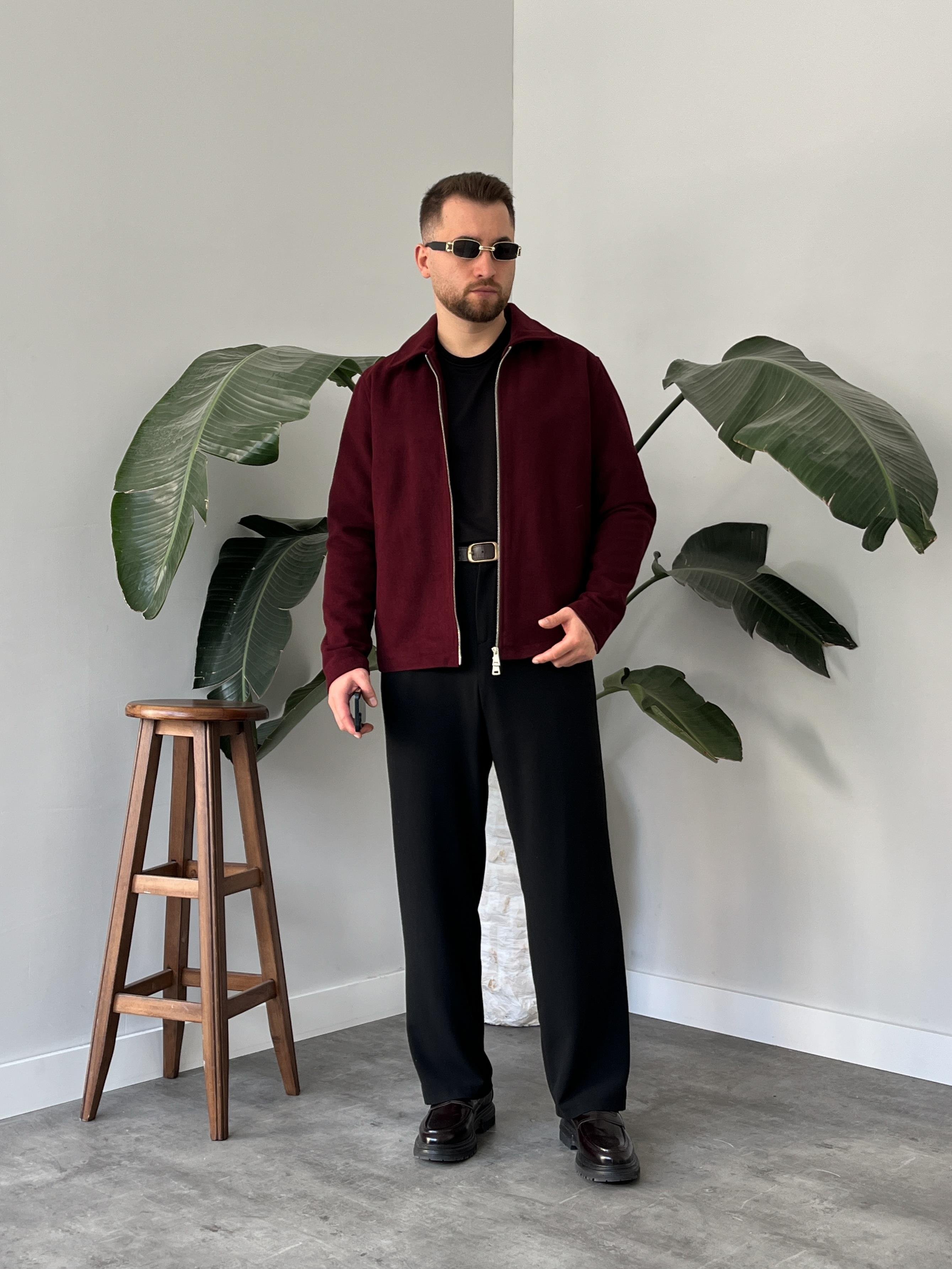 Bordo Kaşe Casual Ceket