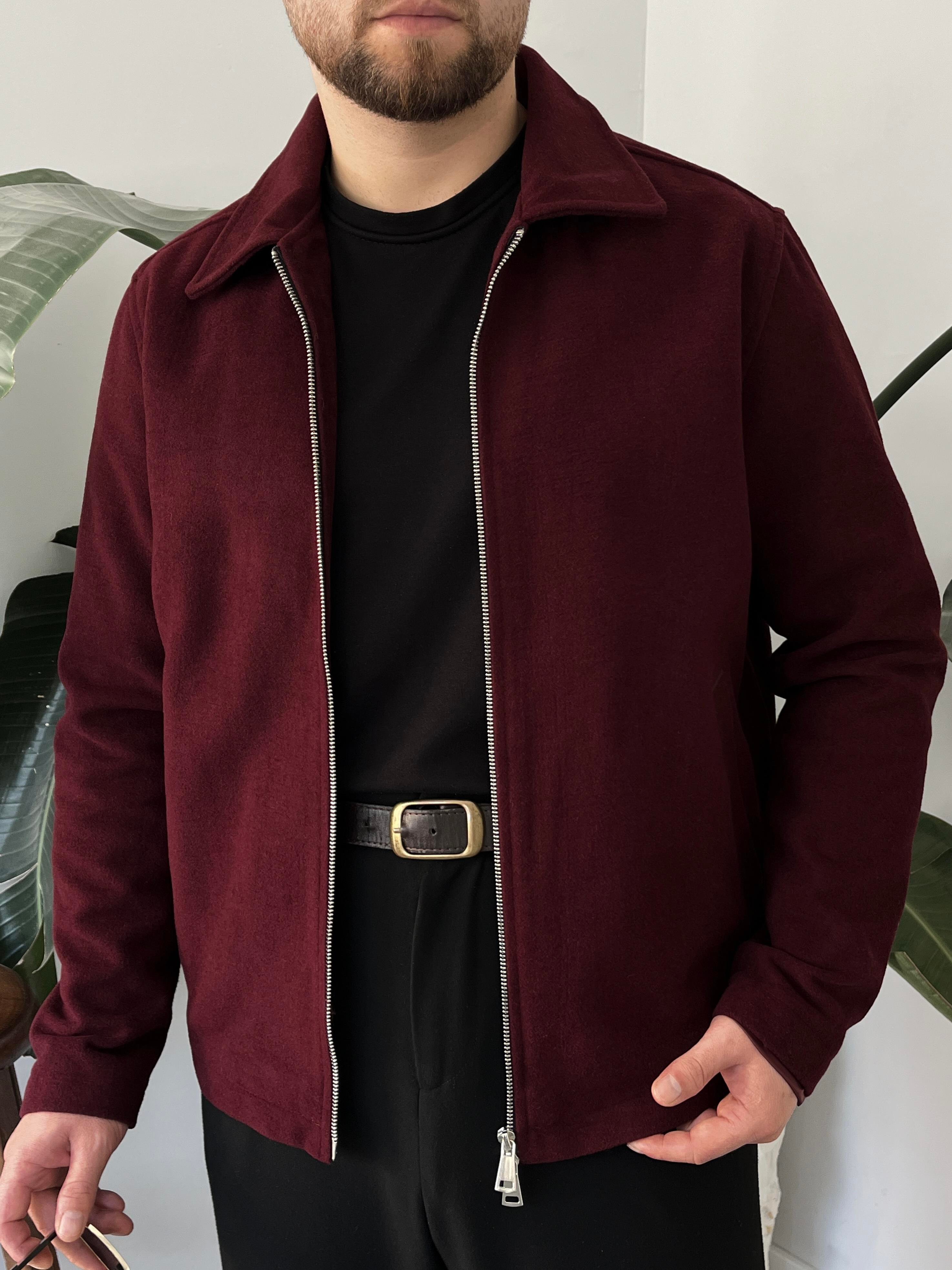 Bordo Kaşe Casual Ceket